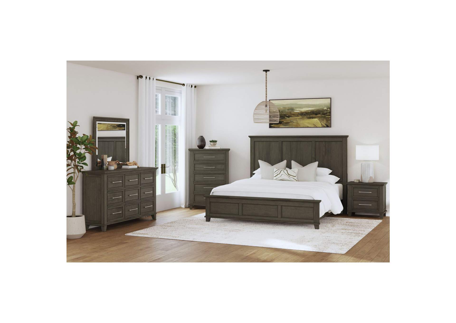 Canterbury King Panel Bed In Grey image 1