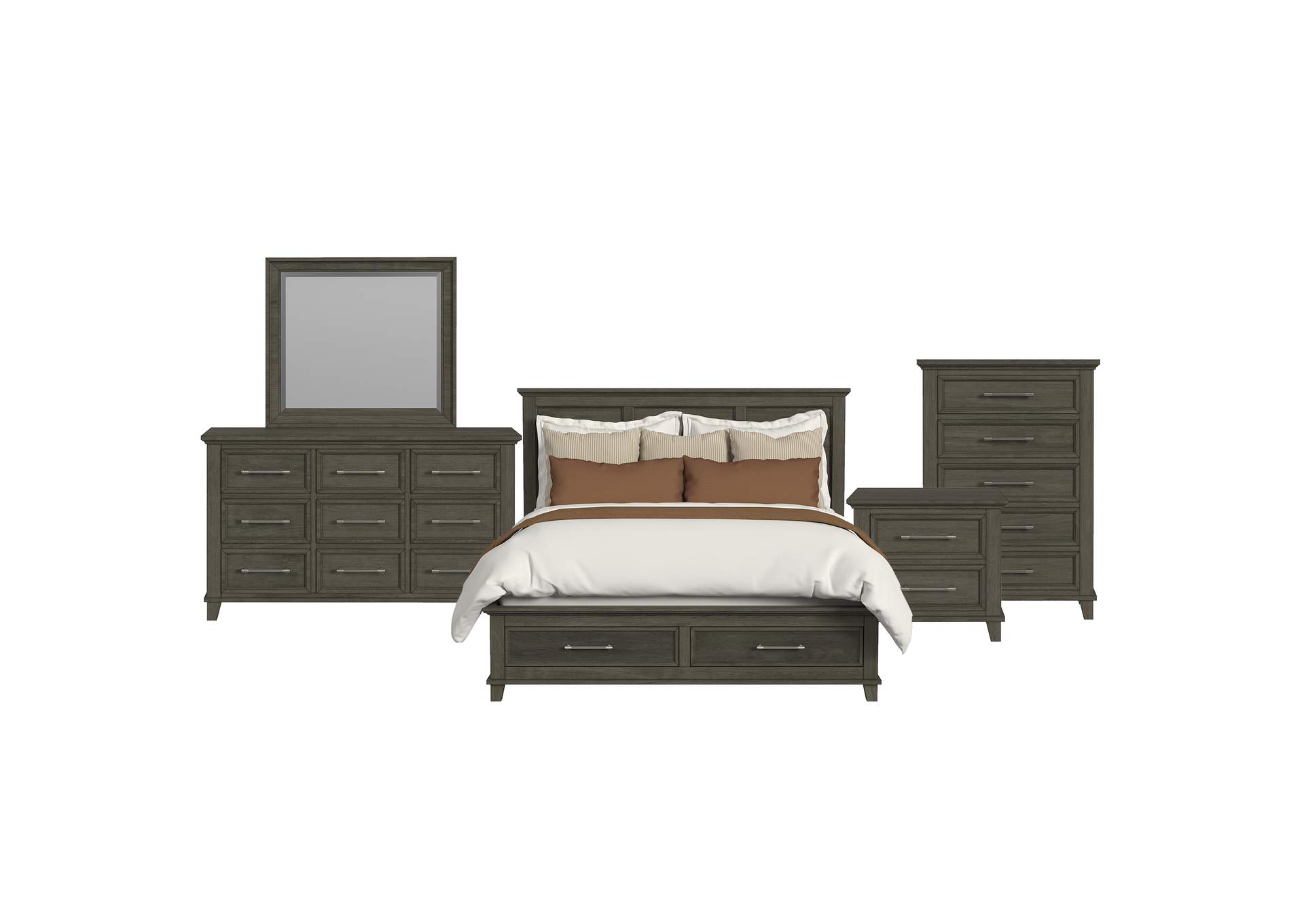 Canterbury King Storage 5 Piece Bedroom Set In Grey image 14