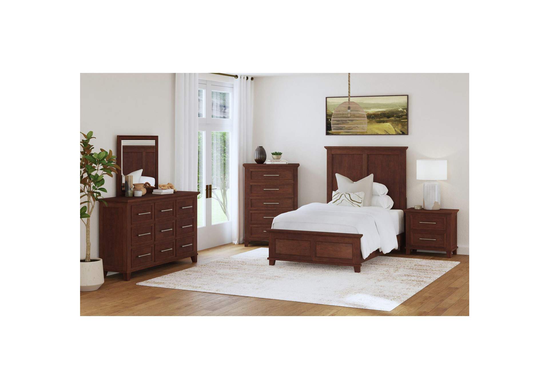 Canterbury Twin Panel Bed In Cherry image 1