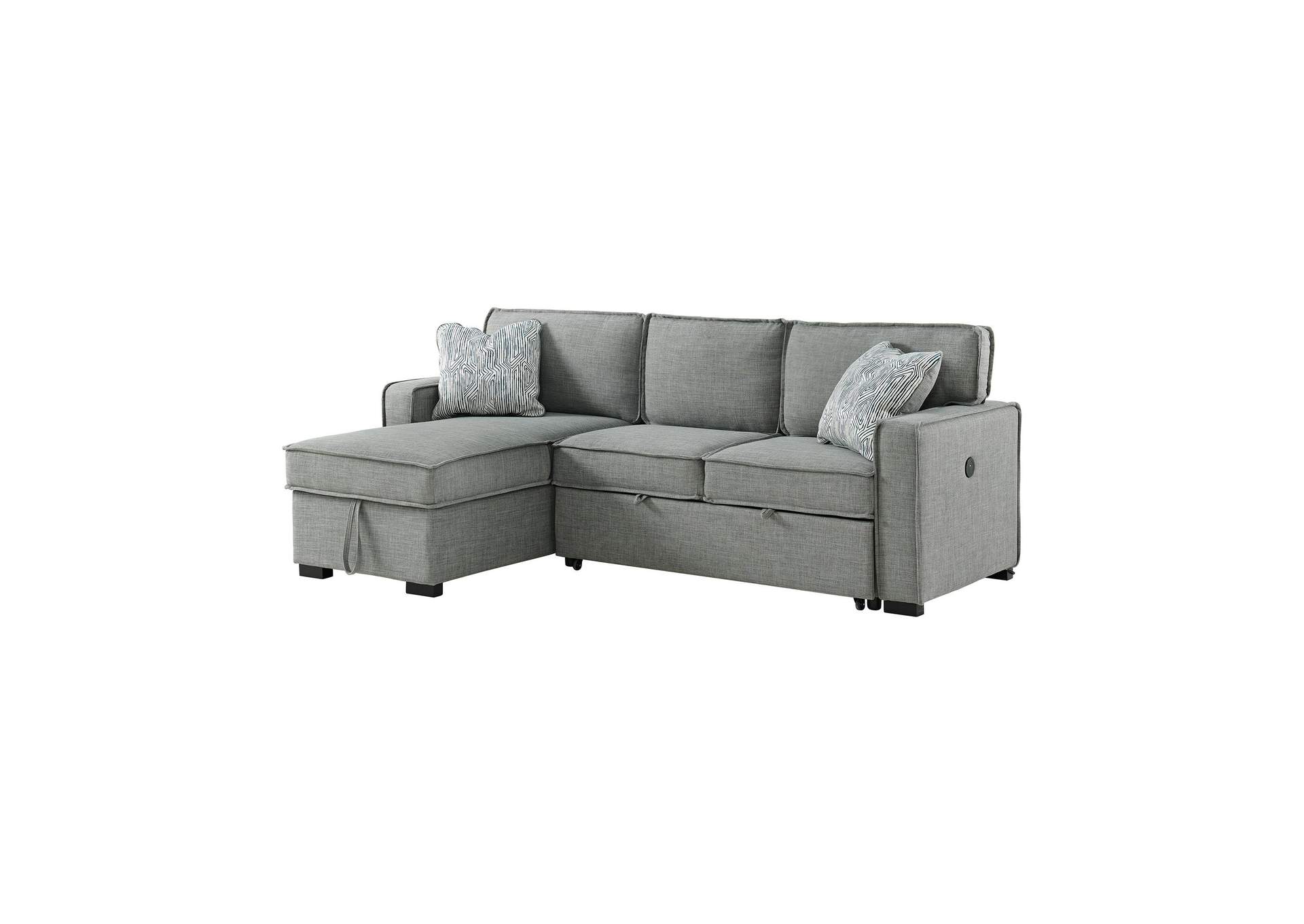 Caracas Sectional Sleeper Chofa With Pull Bed Drop Table USB In Palmer Grey image 7