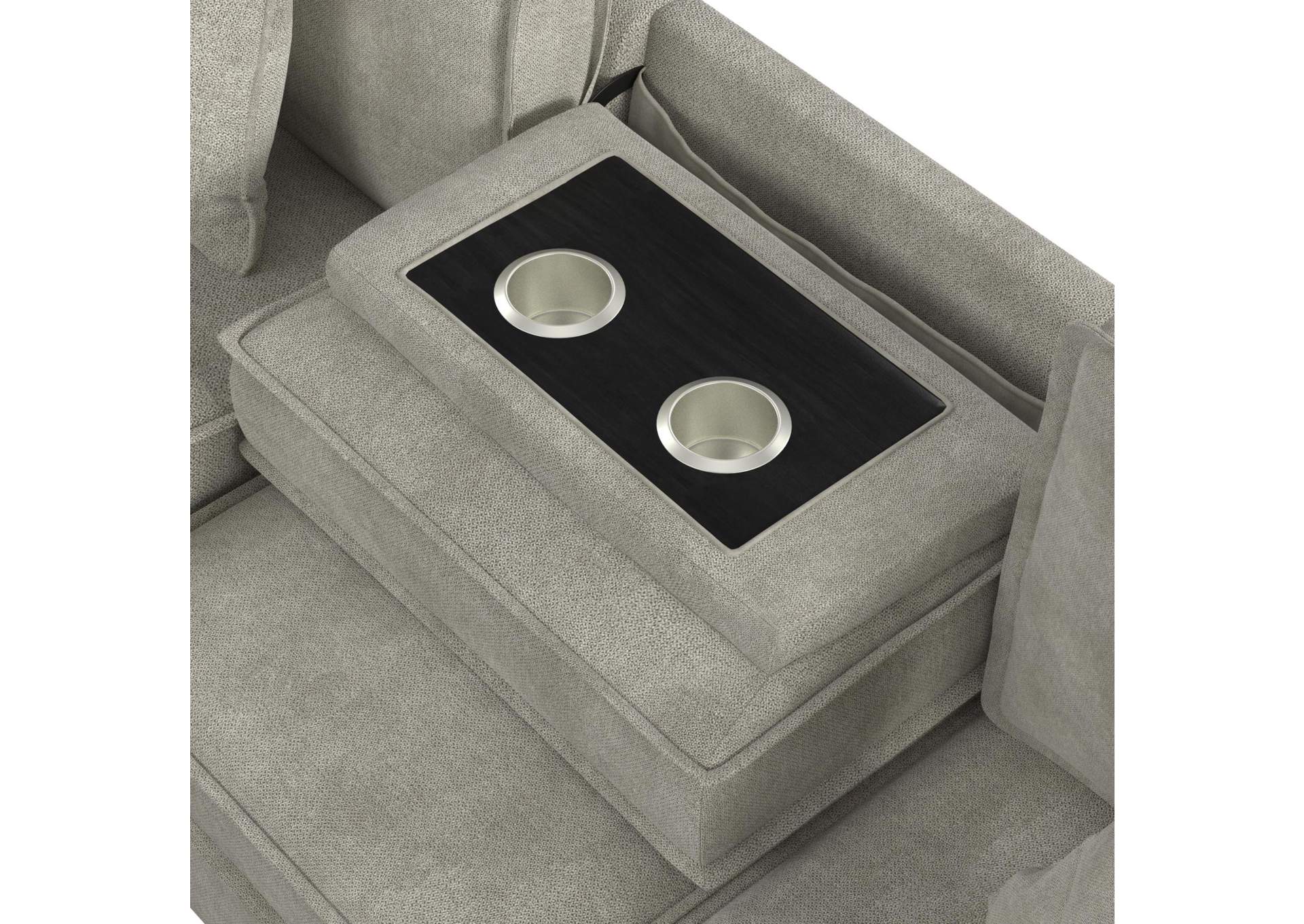 Caracas Sectional Right Hand Facing Loveseat With Pull Bed Drop Table USB And 1 Pillow In Flex Dove image 3