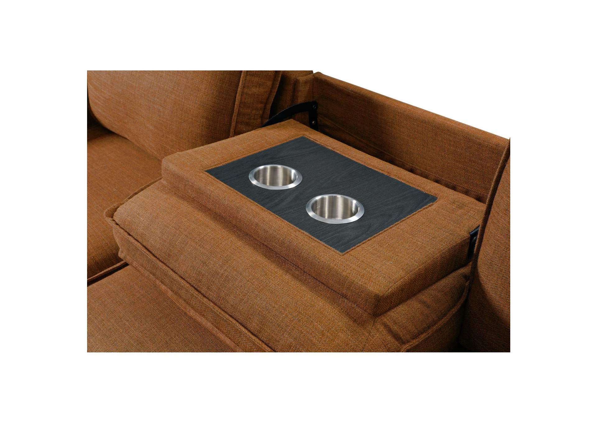 Caracas Sectional Sleeper Sofa With Drop Table USB In Palmer Russet image 3