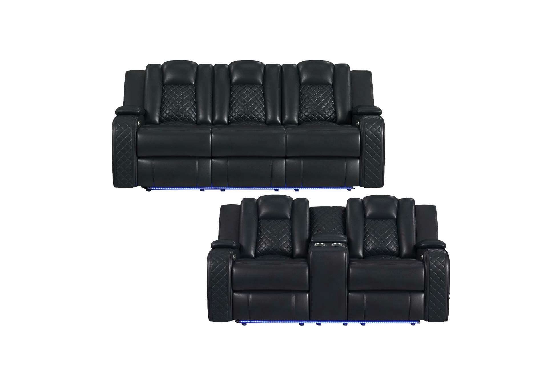 Carlo 2 Piece Living Room Set In Pebble Black - Sofa Loveseat image 5