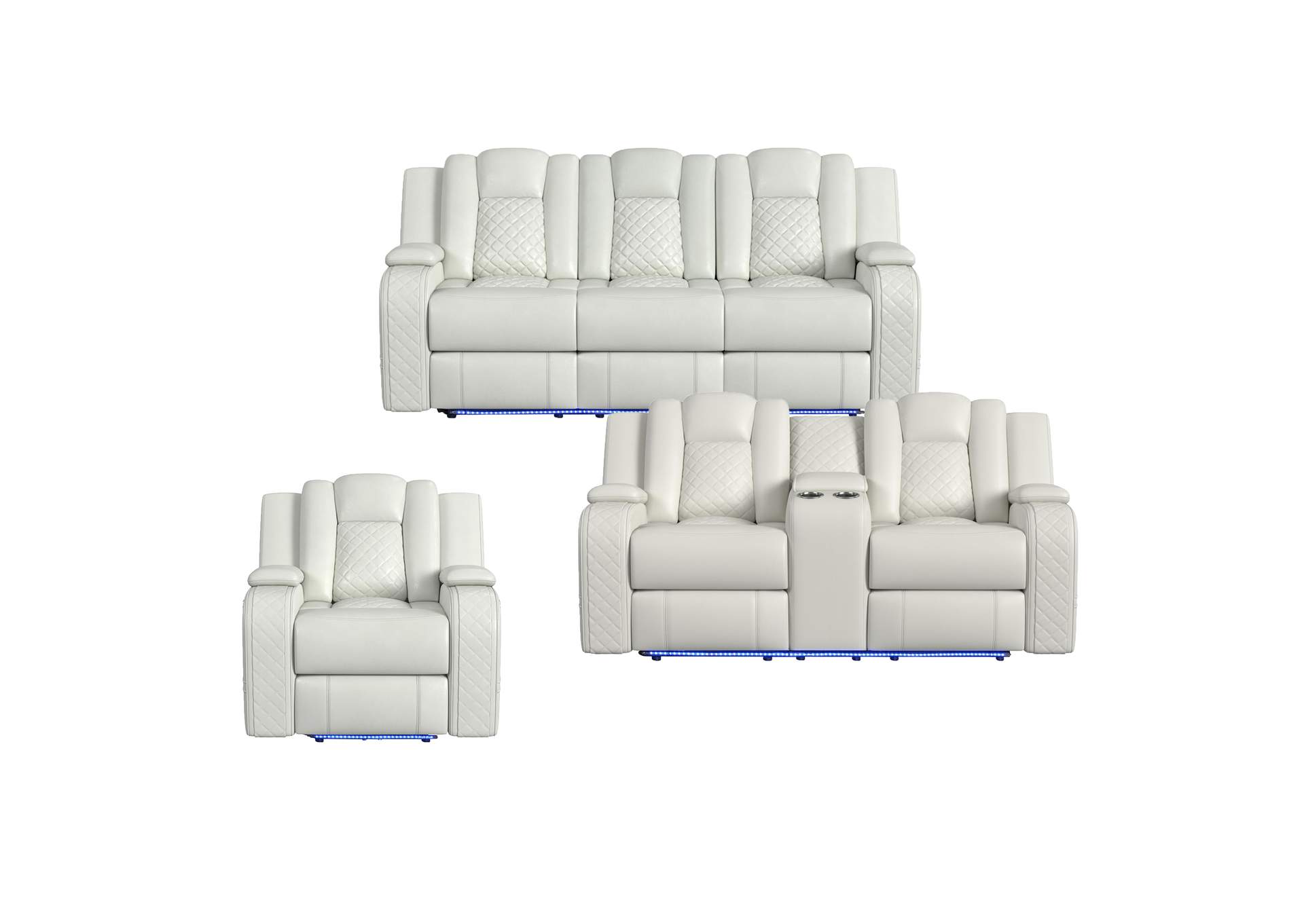 Carlo 3 Piece Living Room Set In Pebble Oyster - Sofa Loveseat Recliner image 6