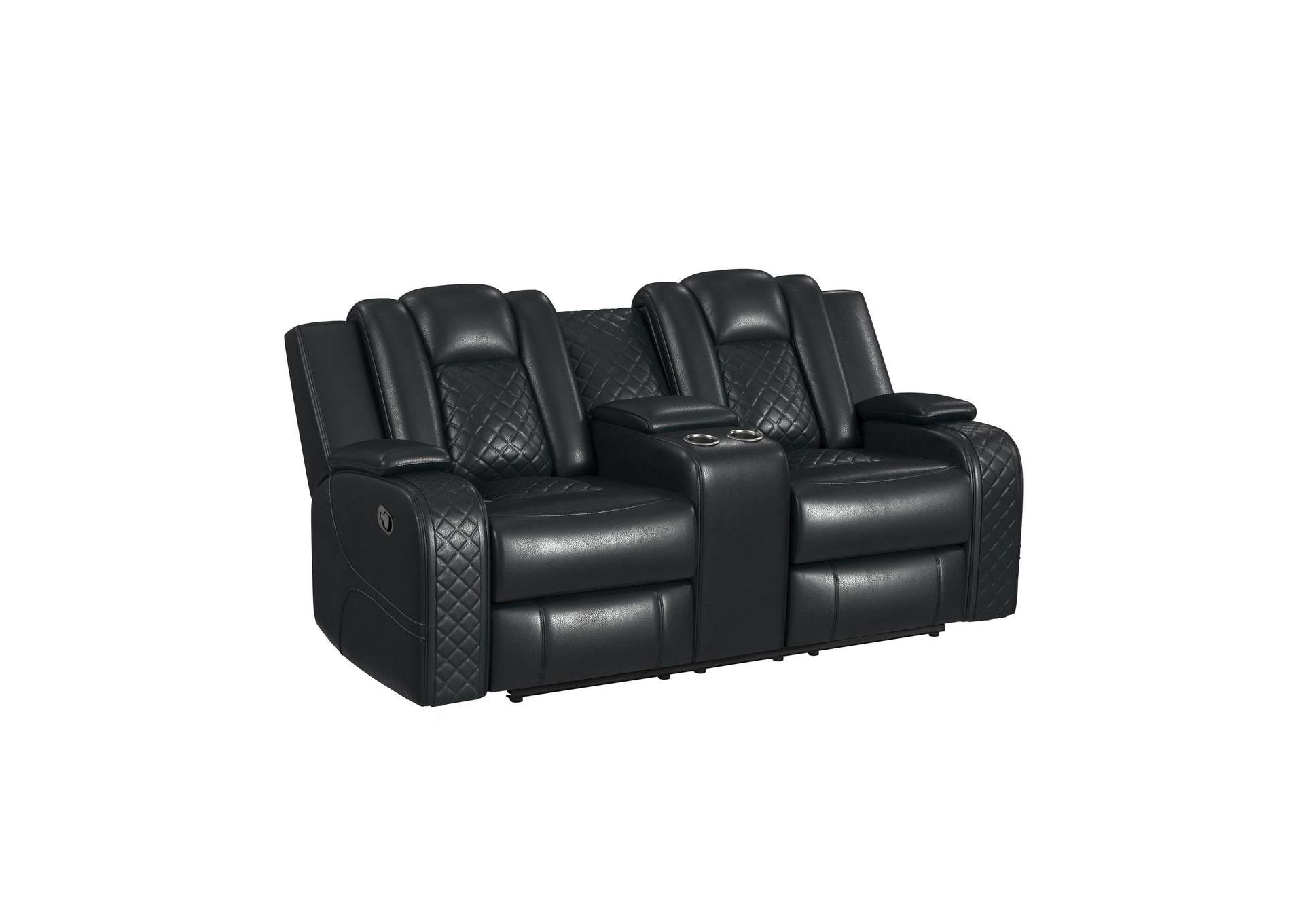 Carlo Motion Loveseat With Console In Pebble Black image 3