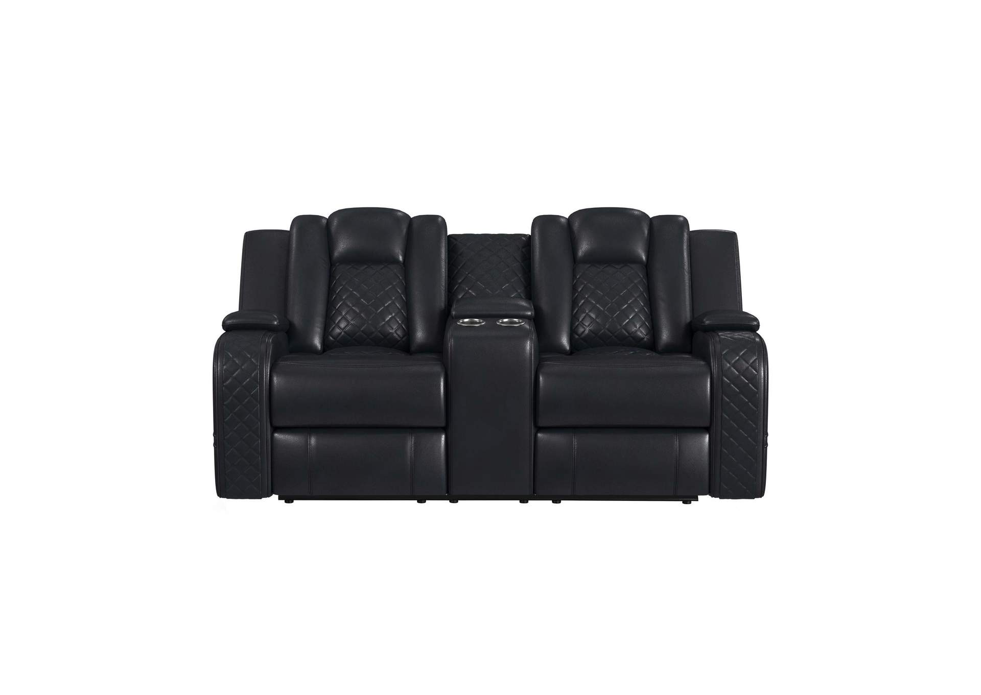 Carlo Motion Loveseat With Console In Pebble Black image 4