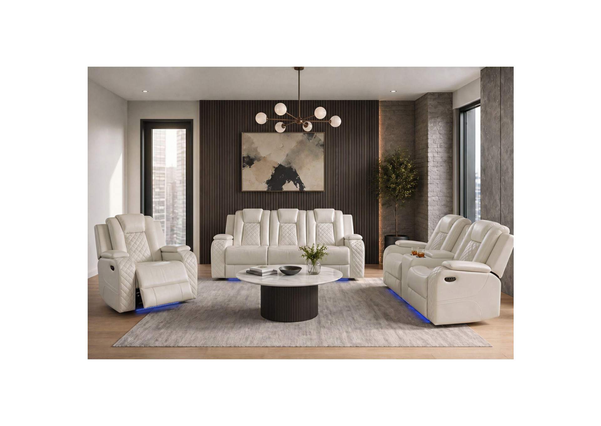Carlo Power Motion Recliner With Power Headrest Led In Pebble Oyster image 1