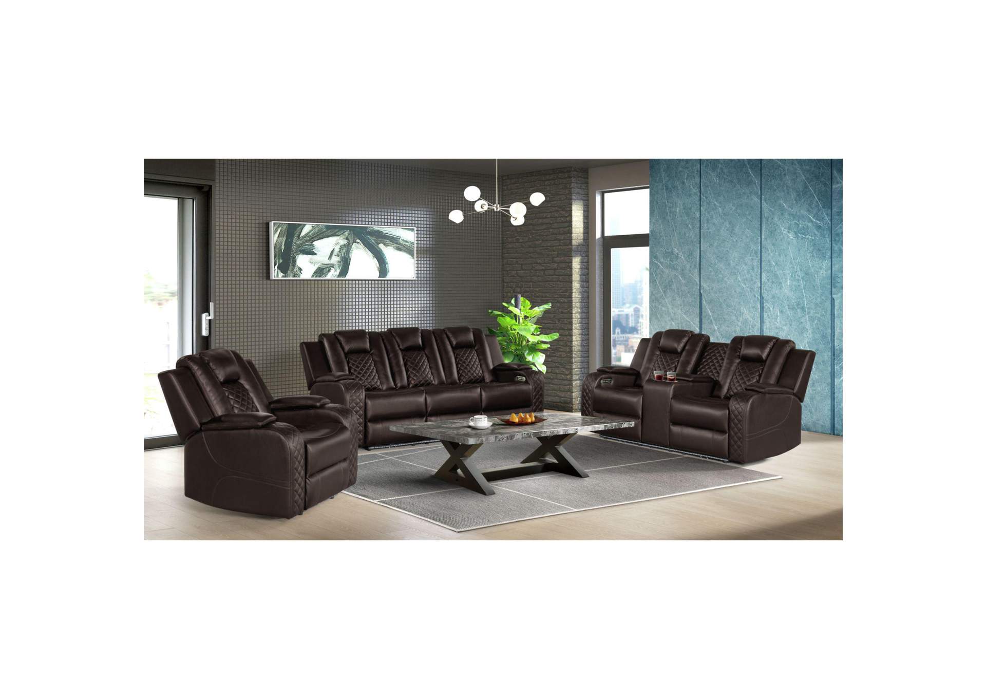 Carlo Power Motion Sofa With Power Headrest Dropdown Table Power Strip Led And Reading Light In Pebble Brown image 1
