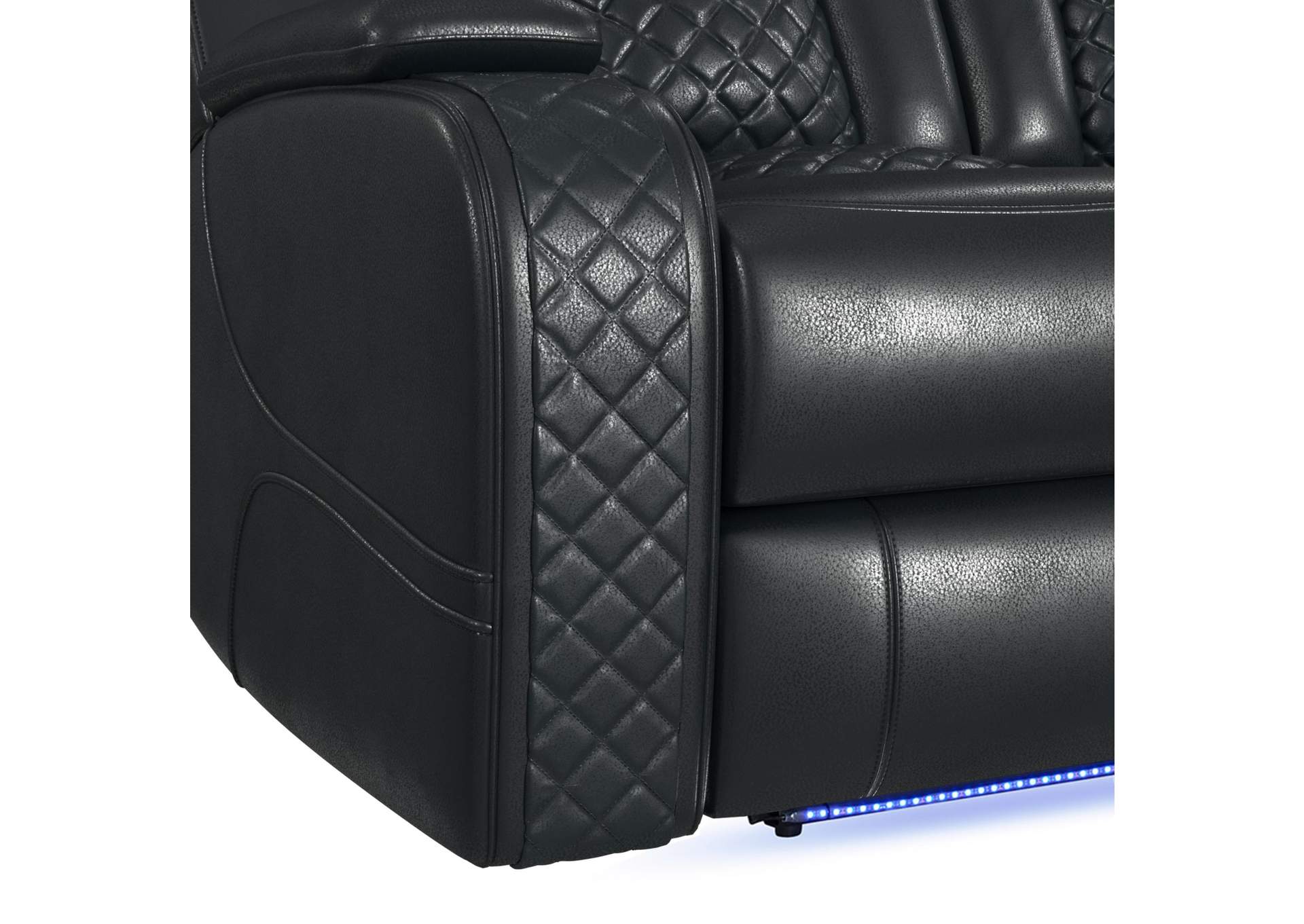 Carlo Power Motion Recliner With Power Headrest Led In Pebble Black image 9