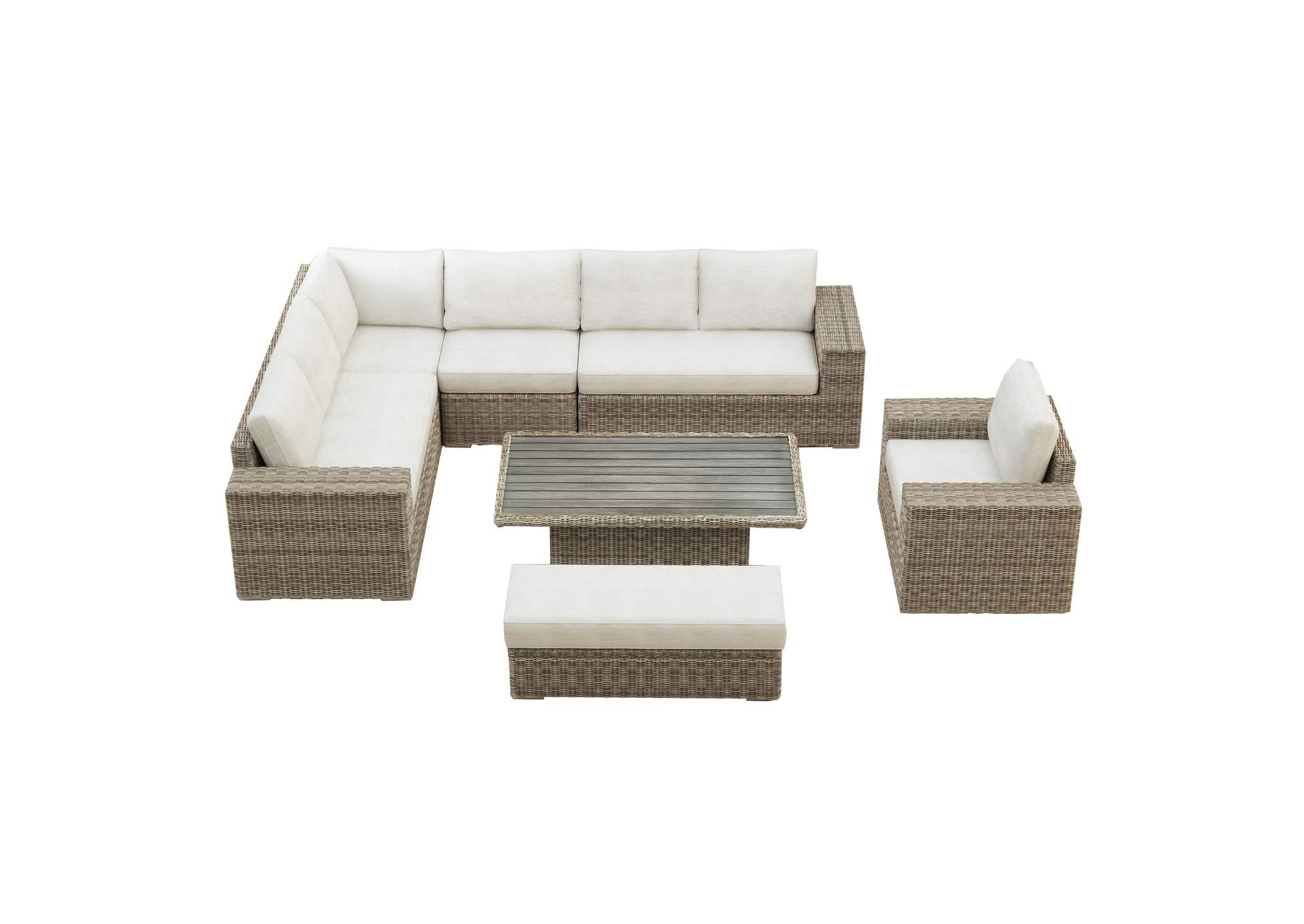 Carmona 6 Piece Conversion Set In Natural And Olefin Beige With Ottoman image 7