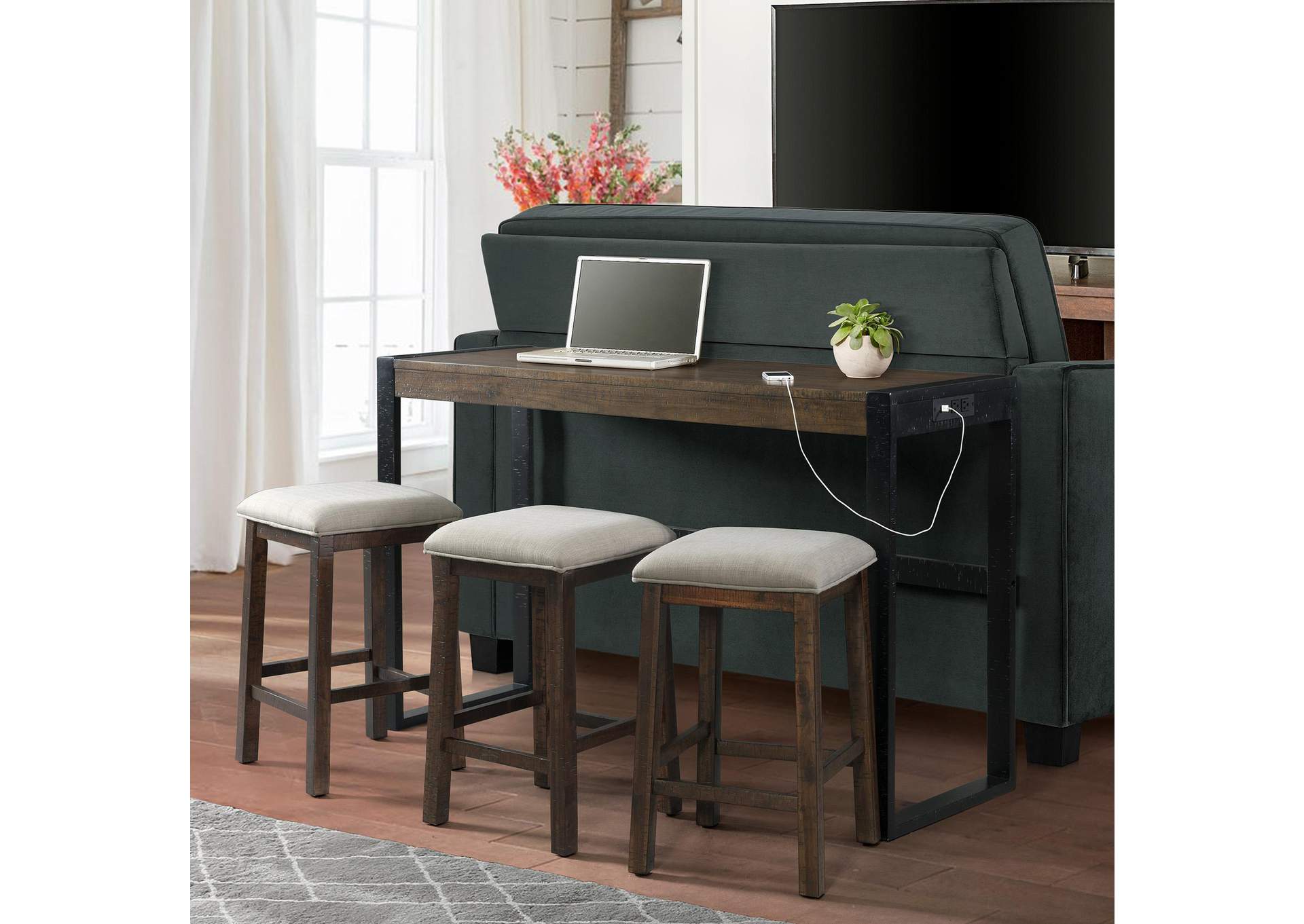 Caesar Occasional Bar Table Single Pack Table Three Stools image 1