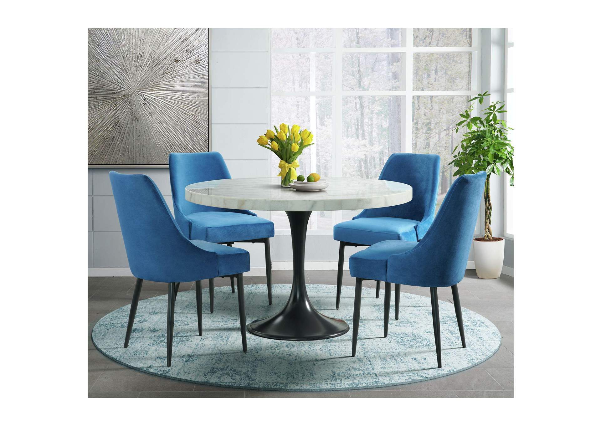 Celeste Dining Side Chair With Blue Fabric 2 Per Carton image 1