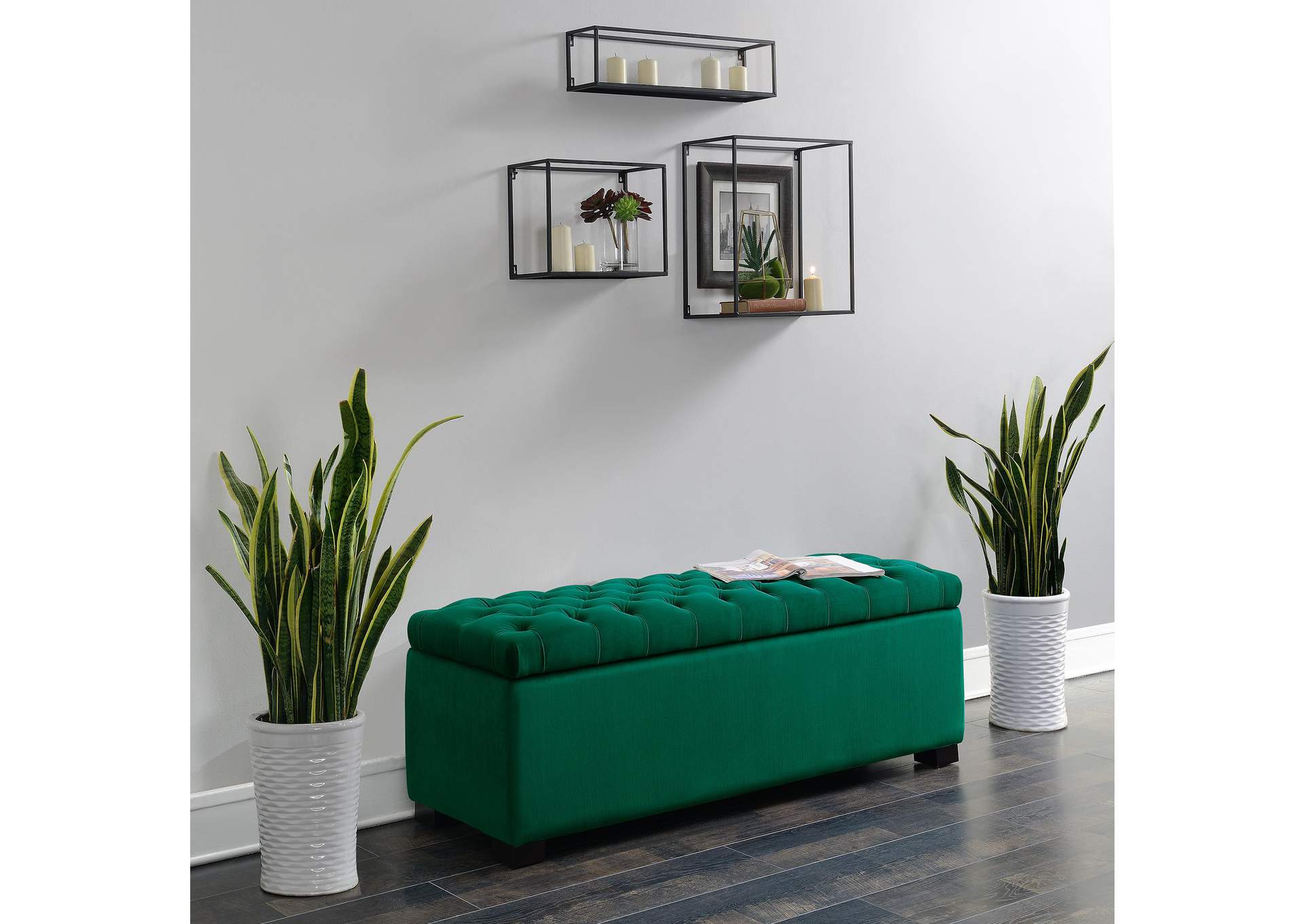 Chandler 1668 Shoe Storage Bench Broadway Emerald image 1