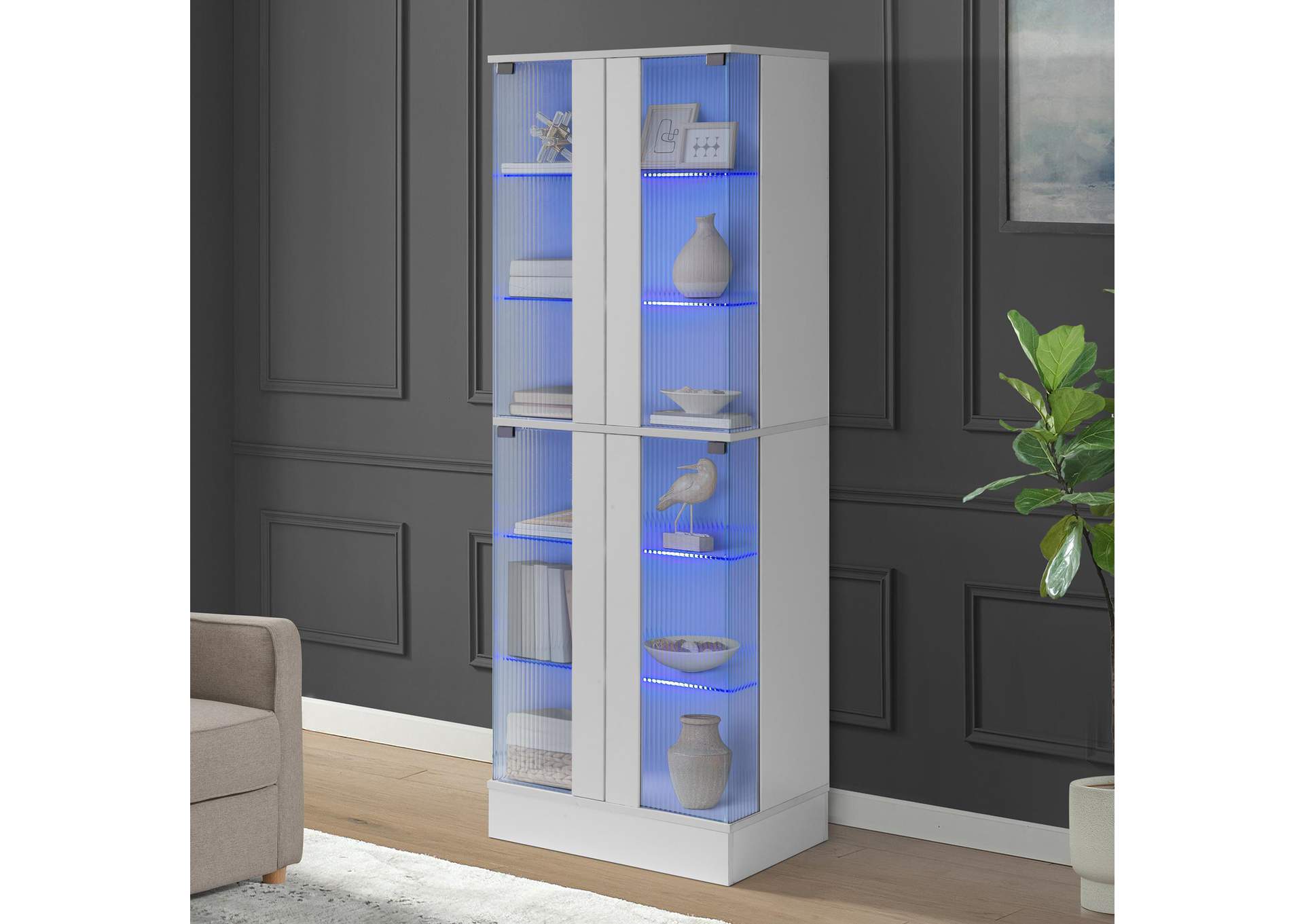 Chandra Cabinet With Led In Glossy White image 1
