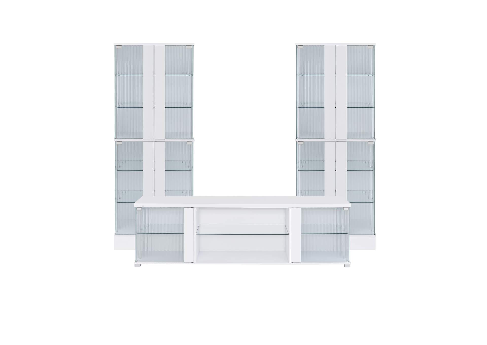 Chandra Entertainment Unit With Led In Glossy White image 5