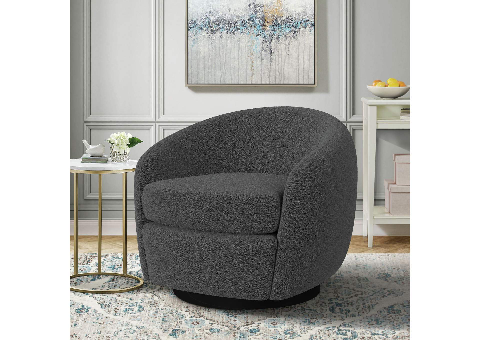 Chanel Swivel Chair In 8077 Boucle Grey Espresso image 1