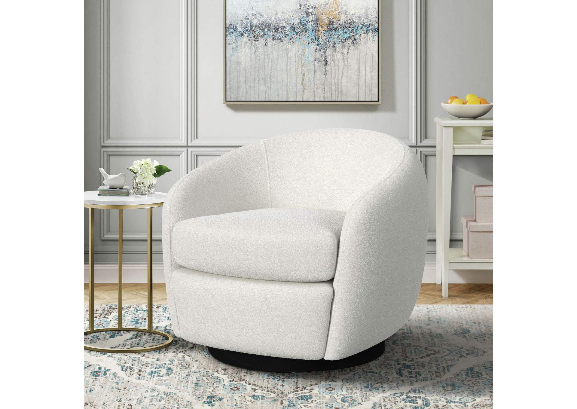 Chanel Swivel Chair In 8077 Boucle White Espresso image 1