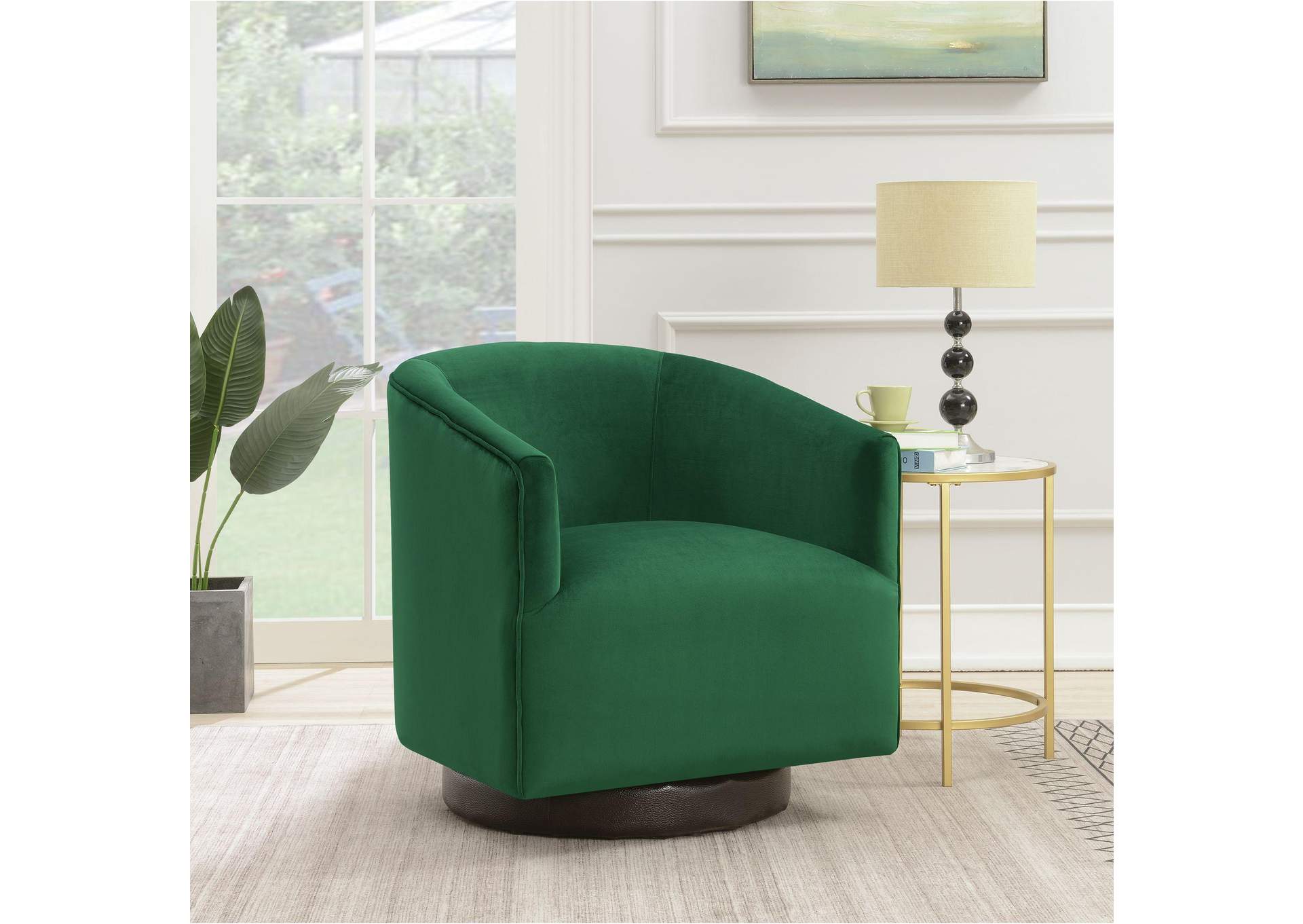 Charlotte Swivel Chair In Broadway Emerald image 1