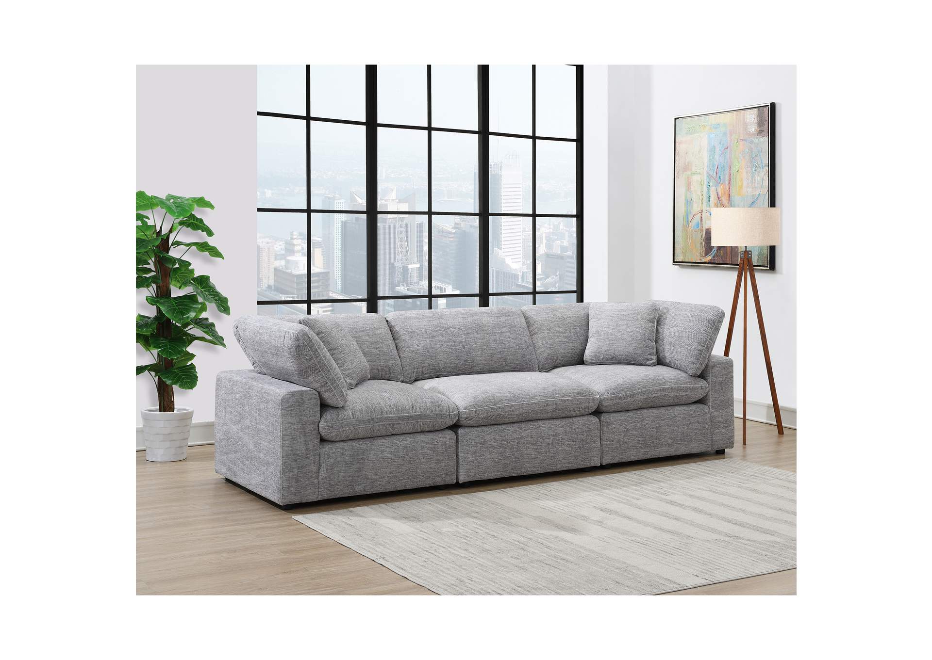 Cloud 9 Modular 3 Piece Living Room Set In Zaftag Dove image 1