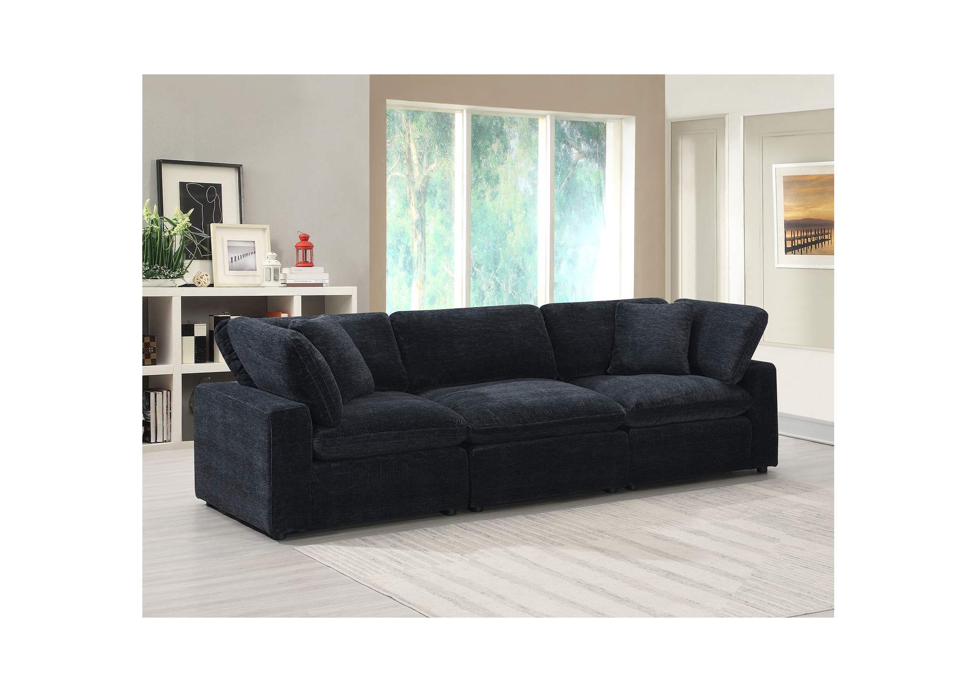 Cloud 9 Modular 3 Piece Living Room Set In Zaftag Ebony image 1