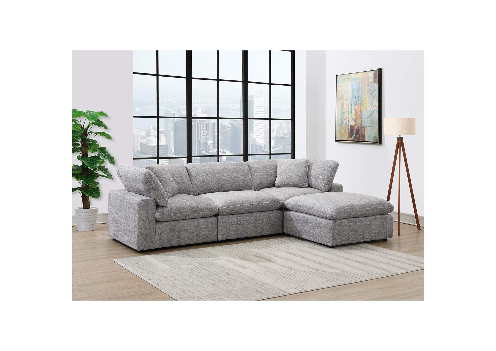 Cloud 9 Modular 4 Piece Living Room Set In Zaftag Dove image 1
