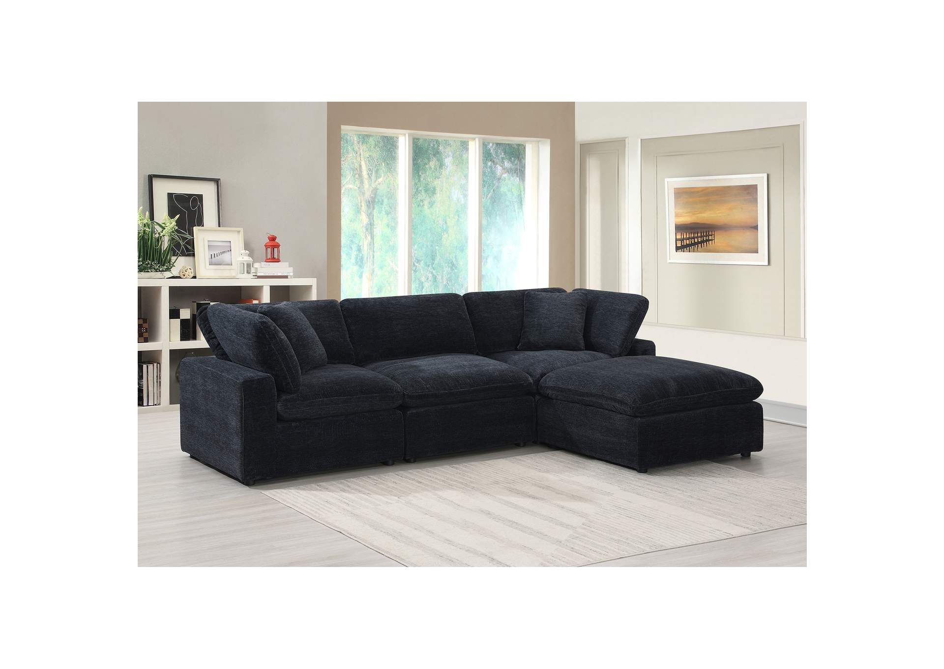 Cloud 9 Modular 4 Piece Living Room Set In Zaftag Ebony image 1