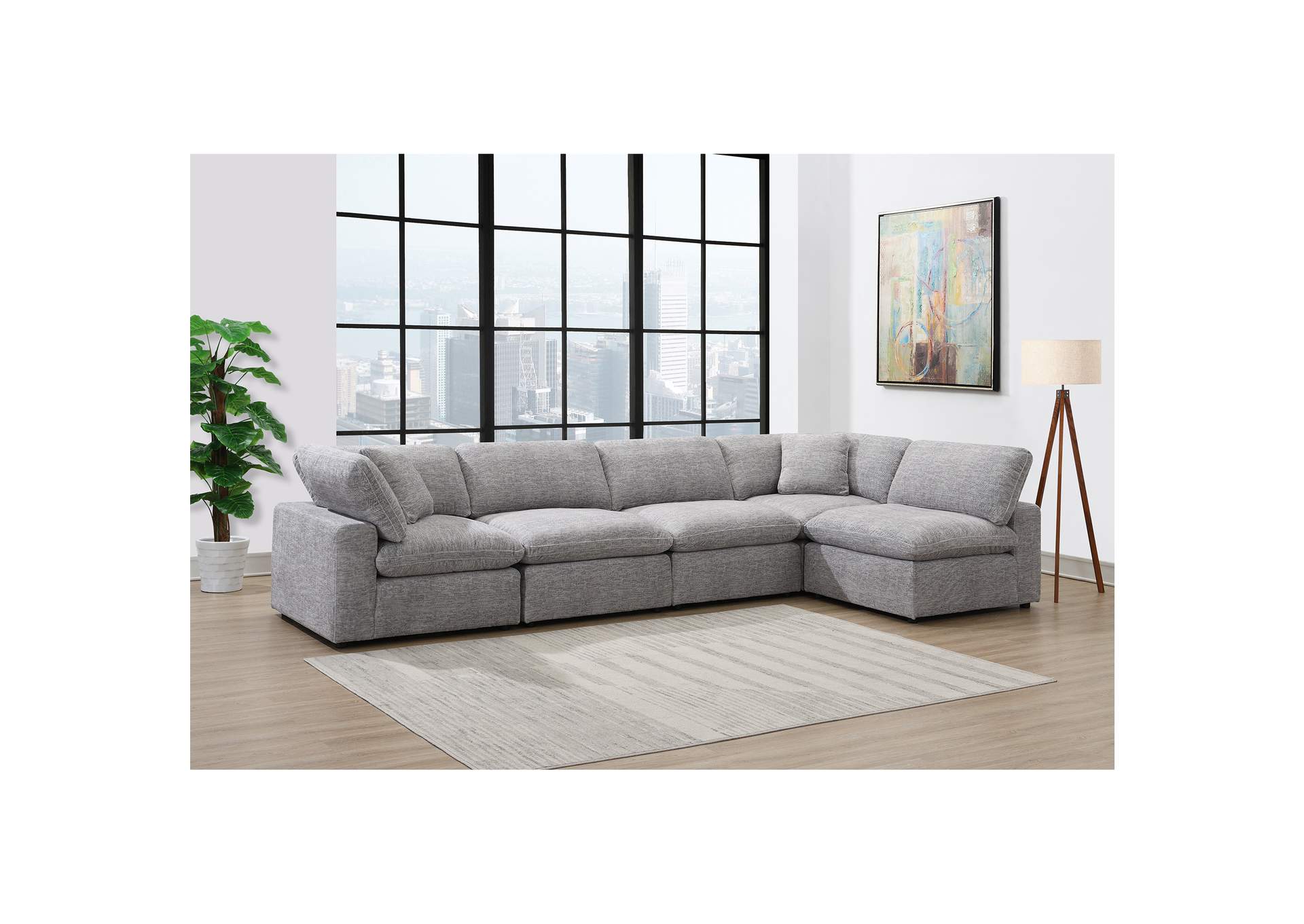 Cloud 9 Modular 5 Piece Living Room Set In Zaftag Dove image 1