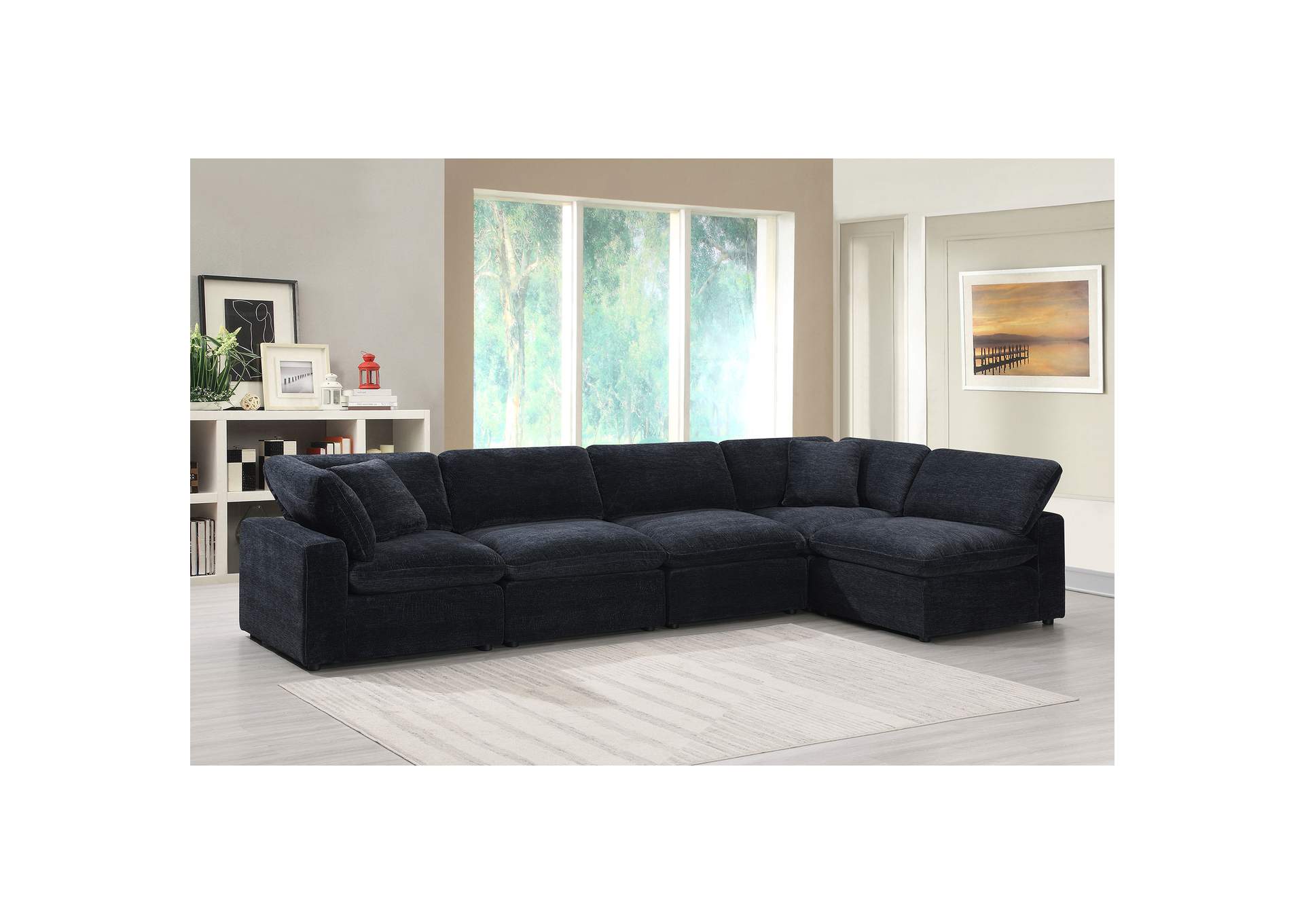 Cloud 9 Modular 5 Piece Living Room Set In Zaftag Ebony image 1