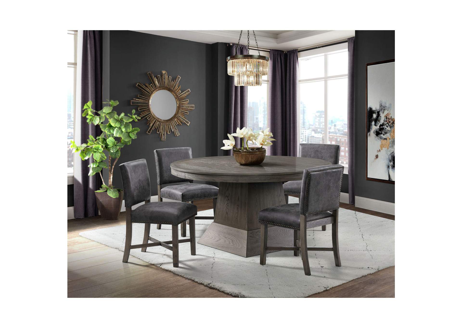 Collins Dining Side Chair With Stretcher With Brown Pu In Grey 2 Per Pack image 1