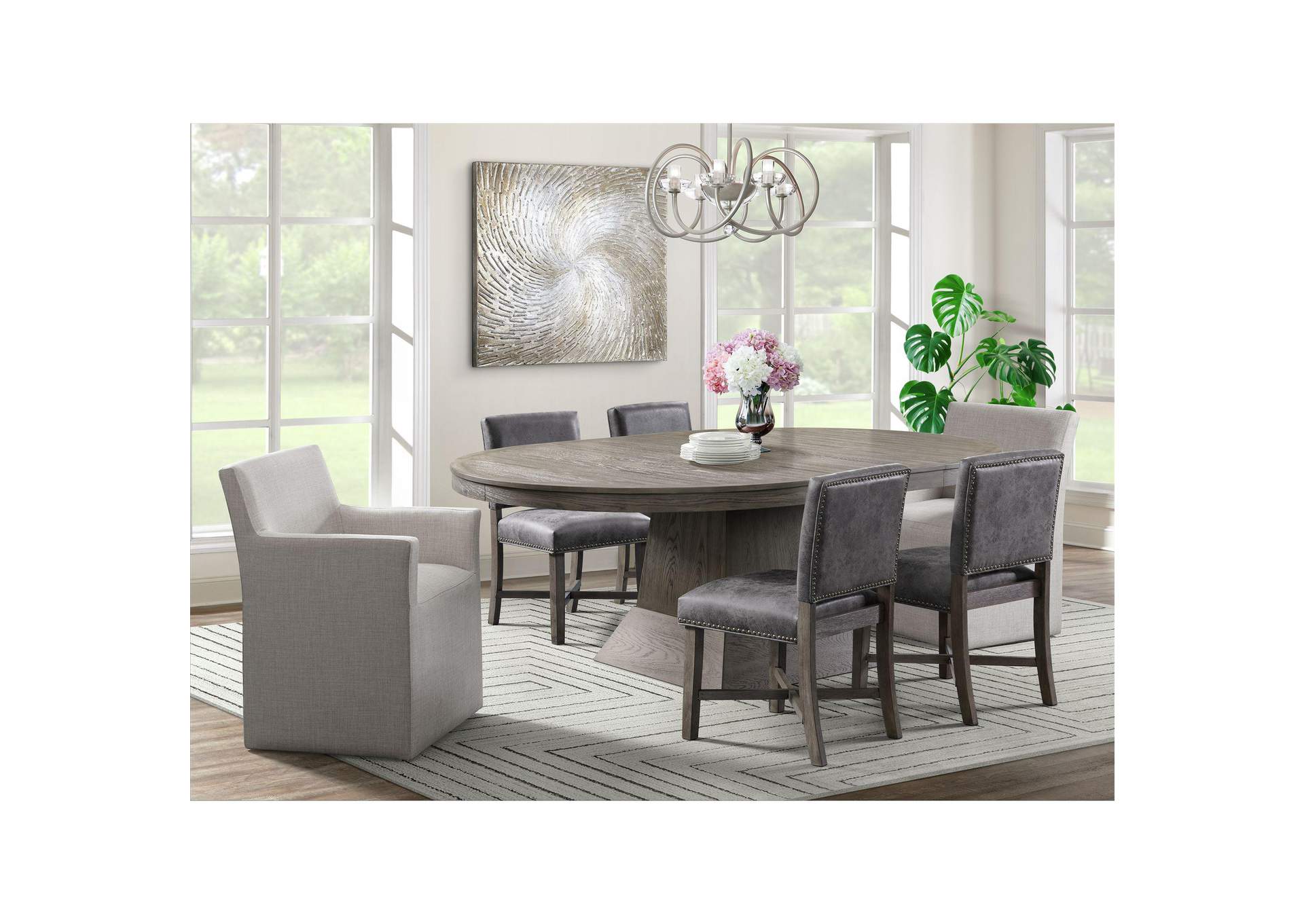 Collins Dining Arm Chair With Heirloom Taupe Fabric image 1