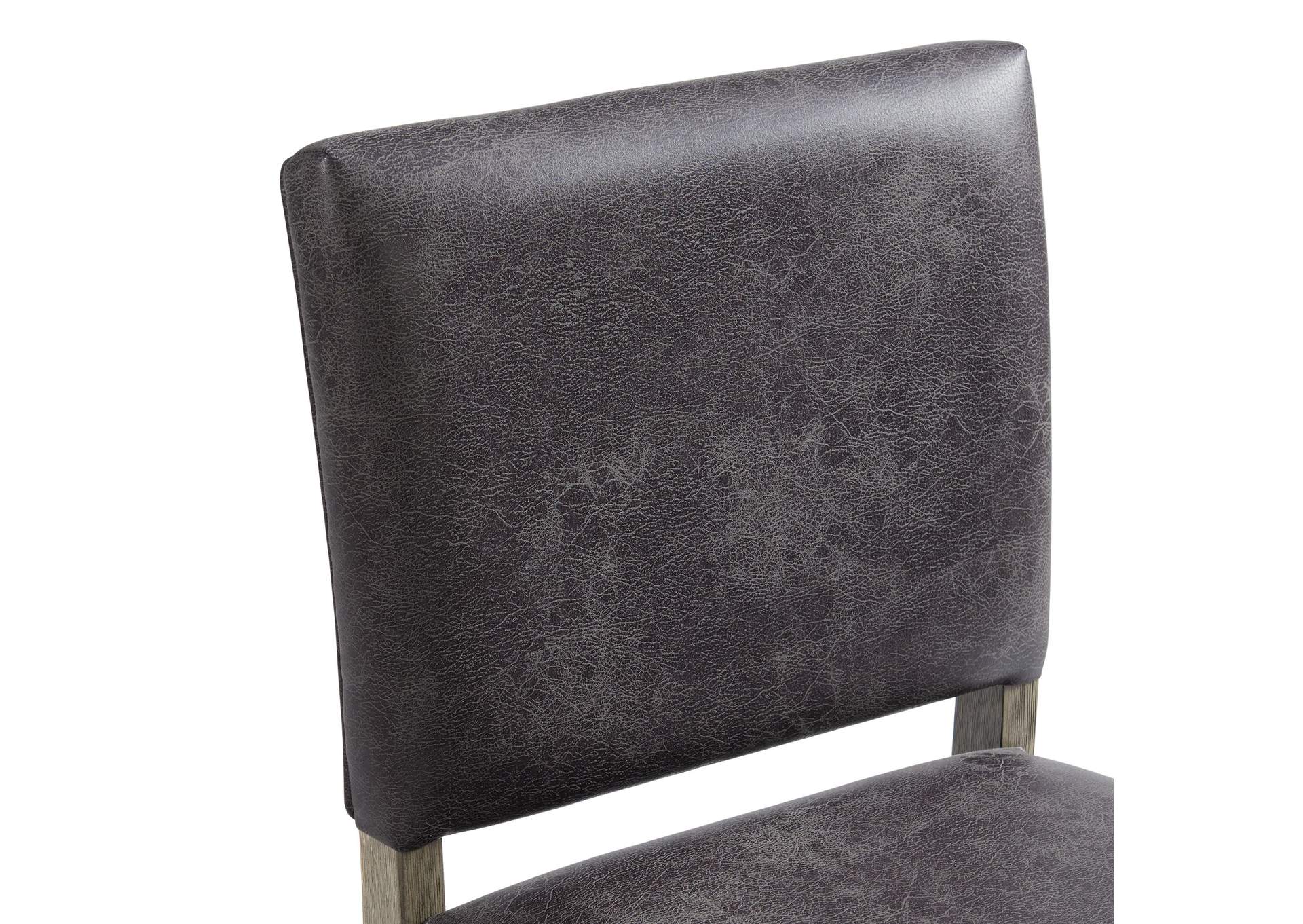 Collins Dining Side Chair With Stretcher With Brown Pu In Grey 2 Per Pack