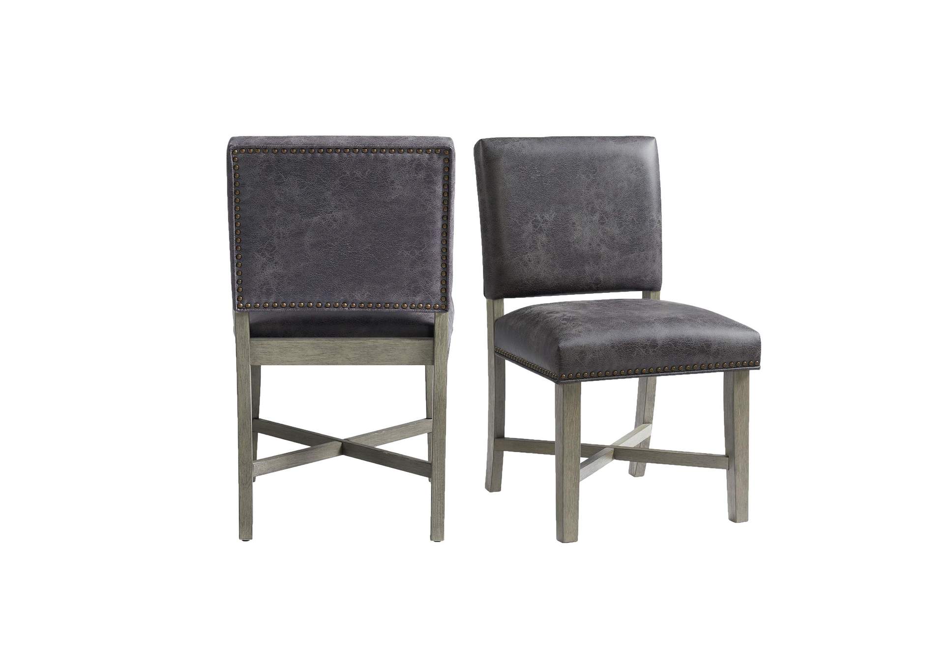 Collins Dining Side Chair With Stretcher With Brown Pu In Grey 2 Per Pack image 10