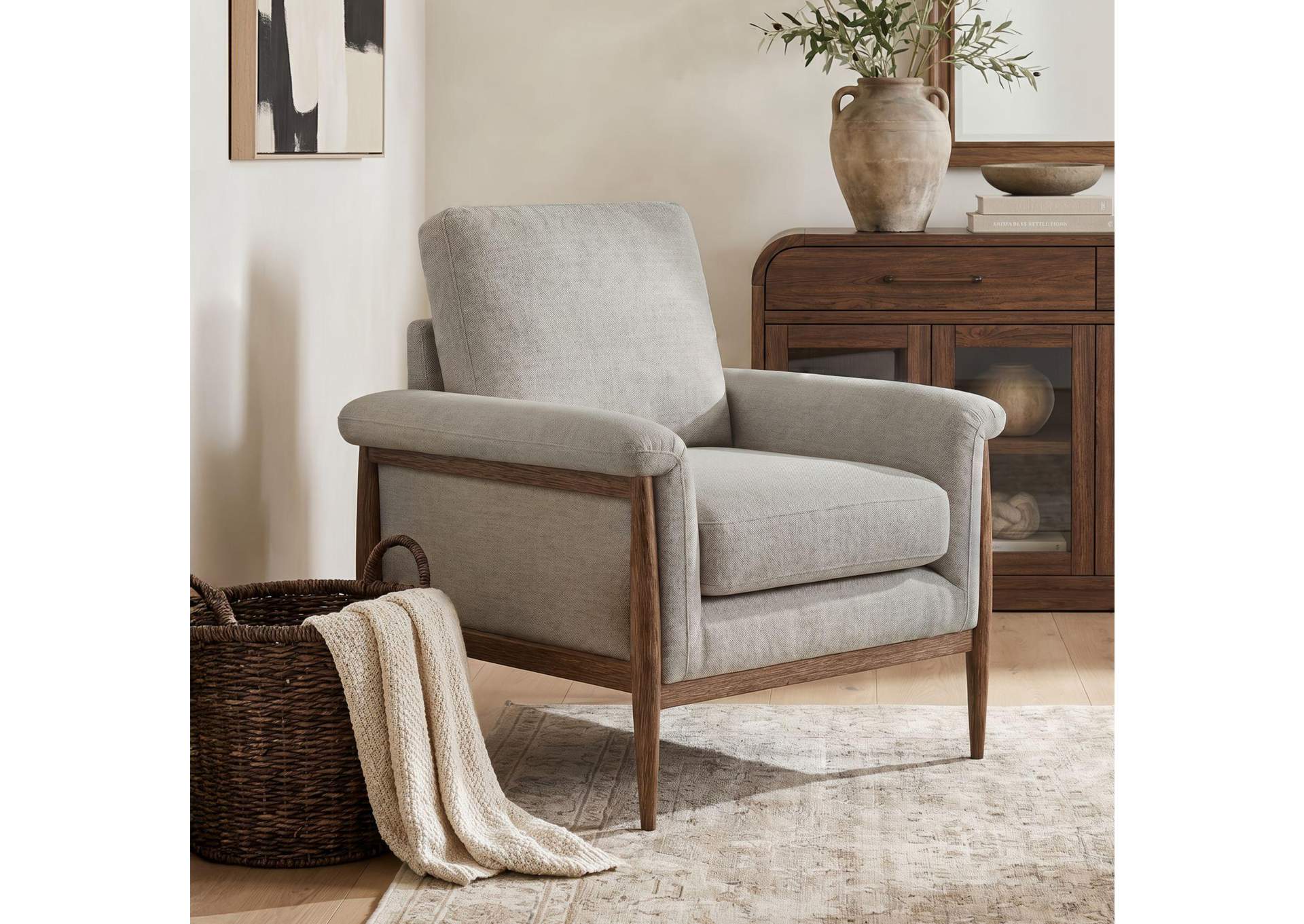 Comet Accent Chair In Laurance Light Grey image 1