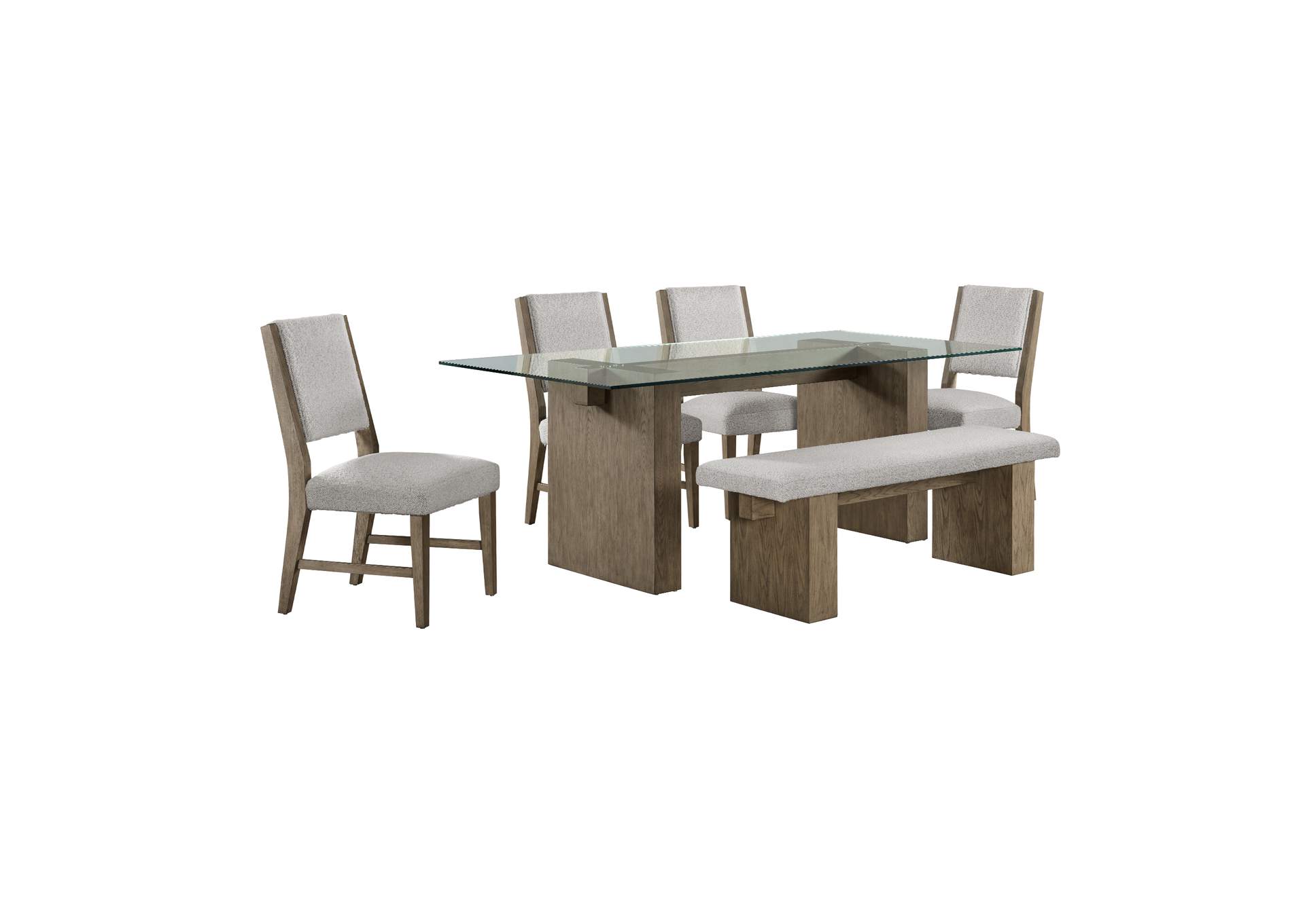 Conner 6 Piece Standard Height Dining Set In Oak - Table Four Chairs Bench image 6