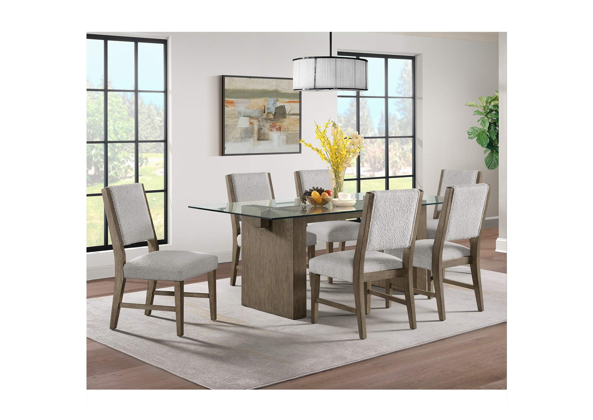 Conner 7 Piece Standard Height Dining Set In Oak - Table And Six Chairs image 1