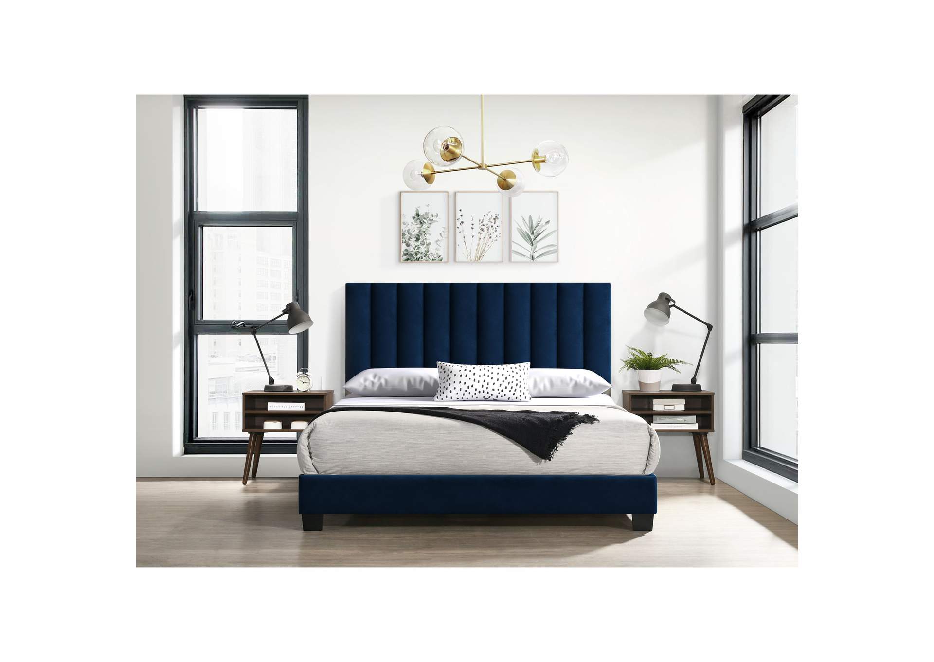 Coyote Queen Bed With Carroll Navy With Two End Table image 1