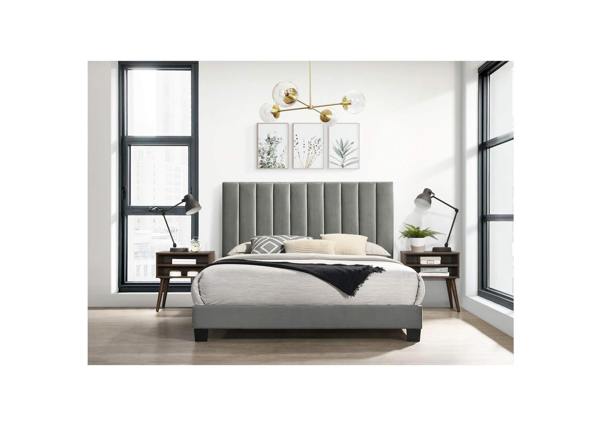 Coyote Queen Bed With Carroll Grey With Two End Table image 1