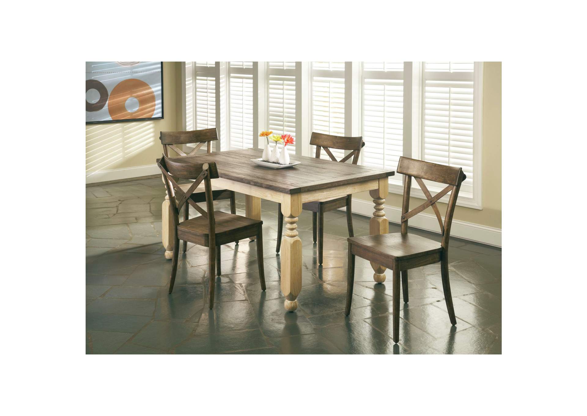 (D210-30) Coronado- Rectangular Table- Weathered Pine/Chocolate