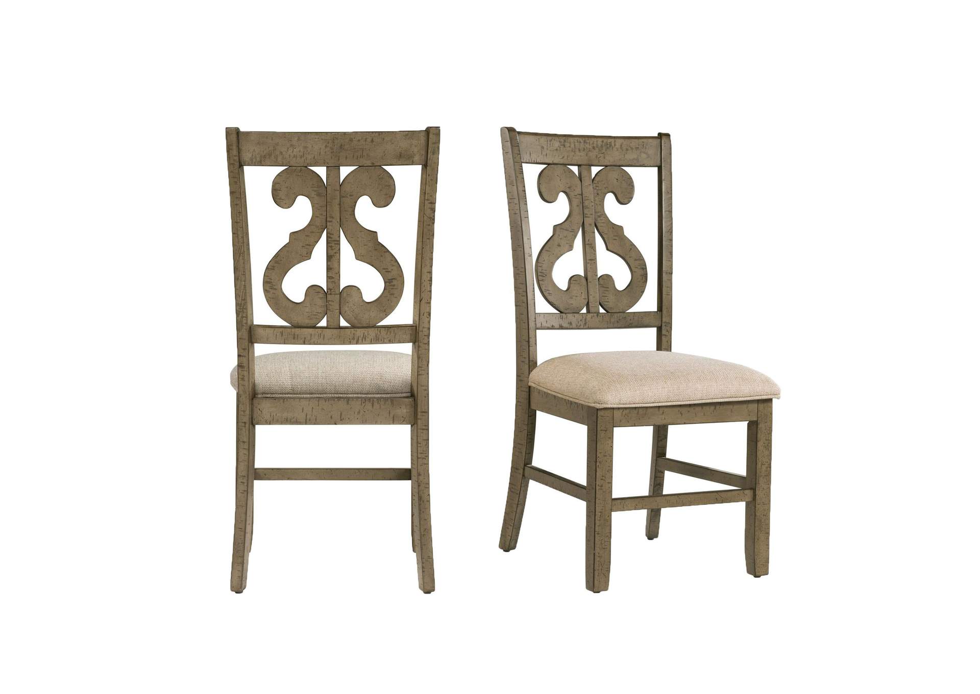 Stone Wooden Swirl Back Side Chair Chair Gray Finish 2 Per Pack image 3