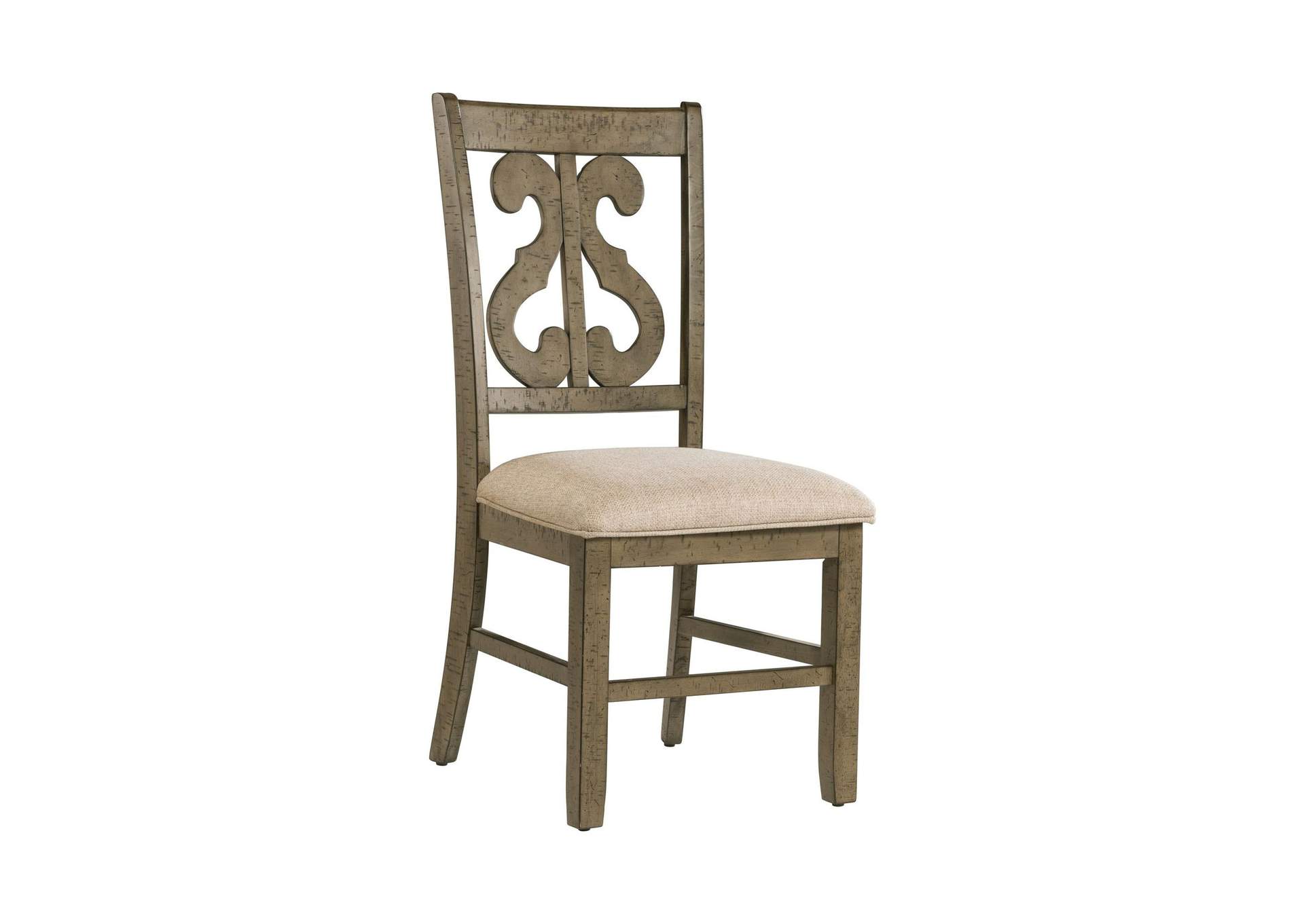 Stone Wooden Swirl Back Side Chair Chair Gray Finish 2 Per Pack image 4
