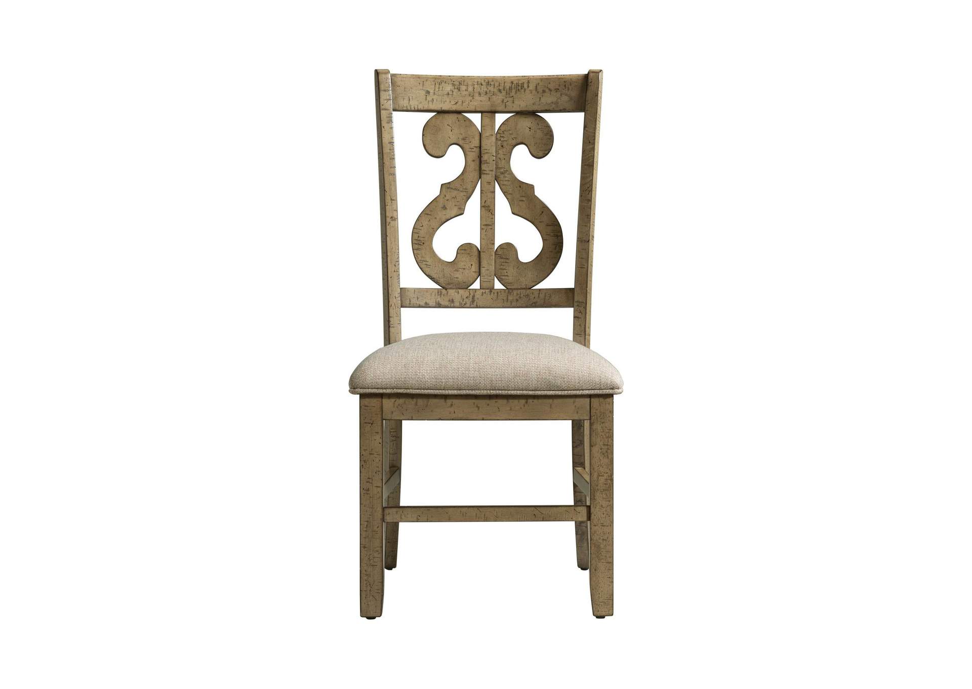 Stone Wooden Swirl Back Side Chair Chair Gray Finish 2 Per Pack image 5