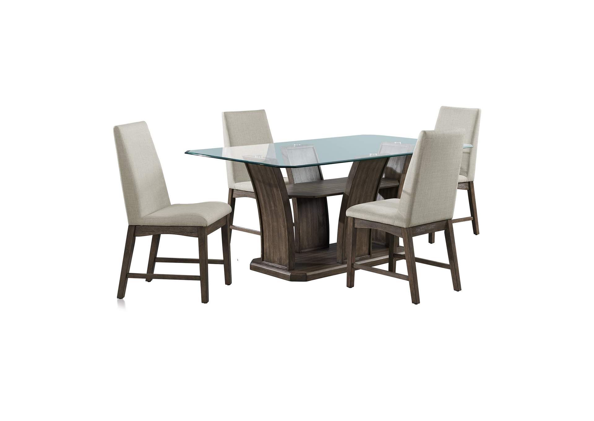 Dapper 5 Piece Rectangular Standard Height Dining Set In Walnut - Table Four Chairs image 5