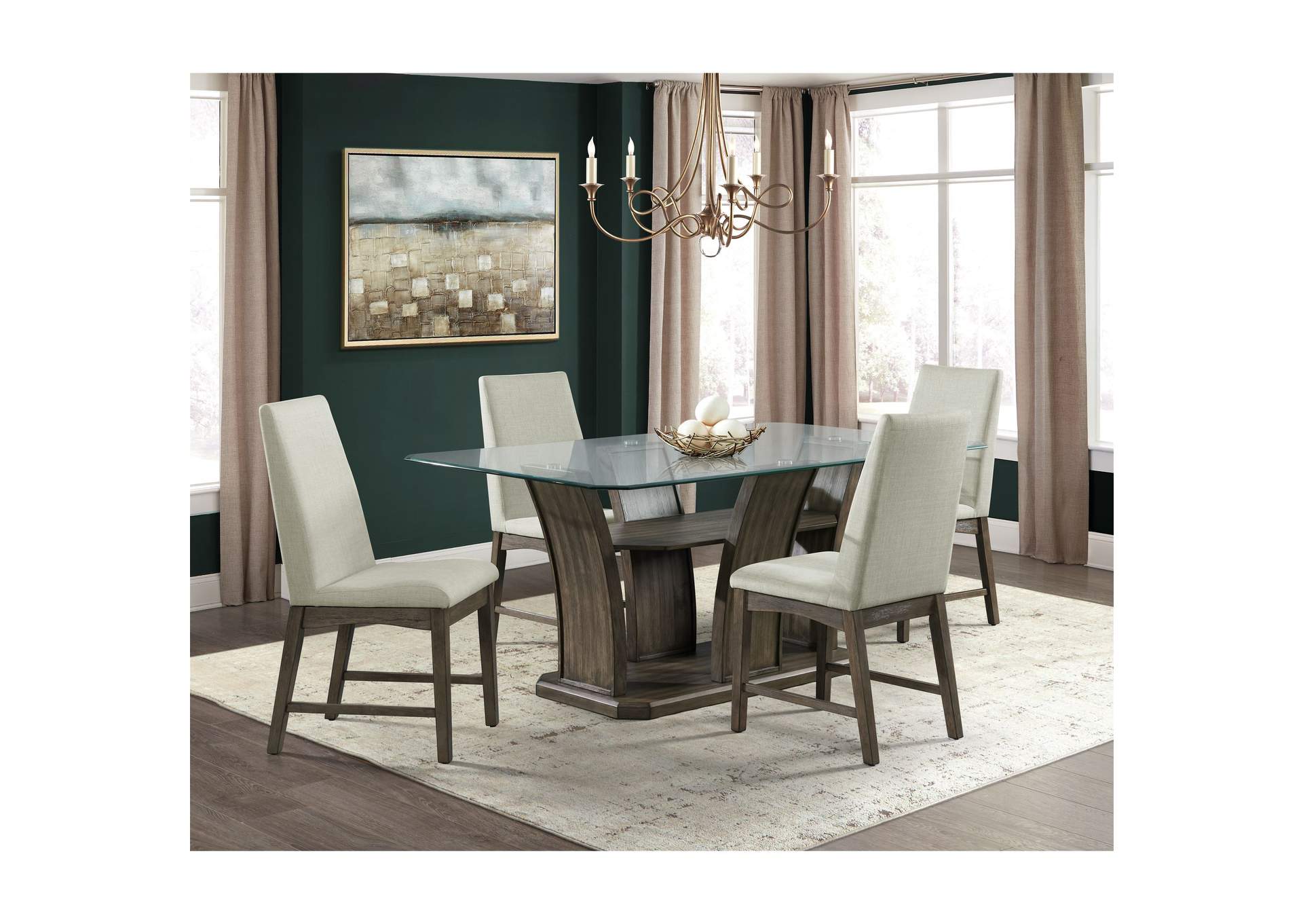 Dapper 5 Piece Rectangular Standard Height Dining Set In Walnut - Table Four Chairs image 1