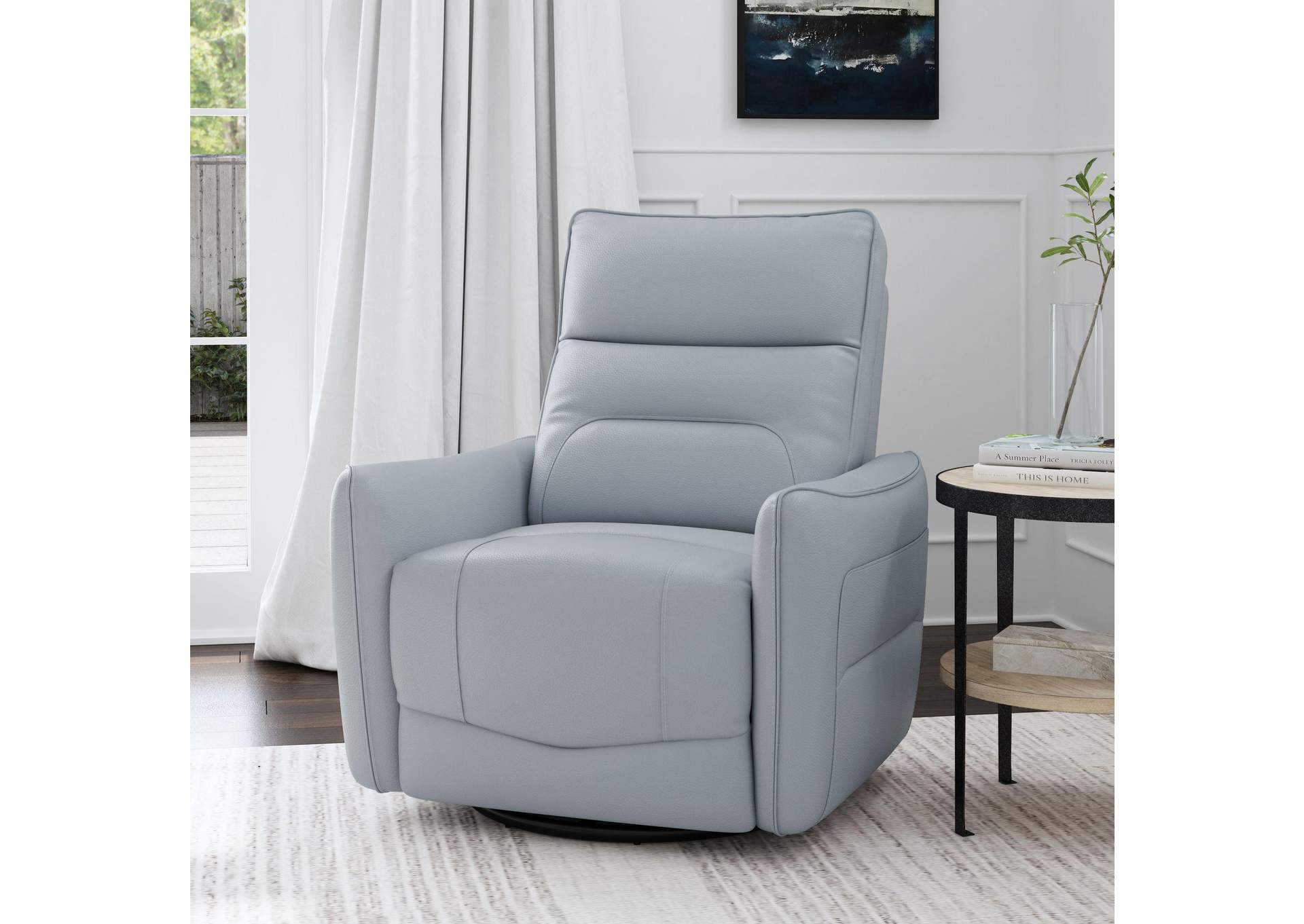 Deco P1 Recliner With Glider And Swivel In Del Mar Aqua image 1