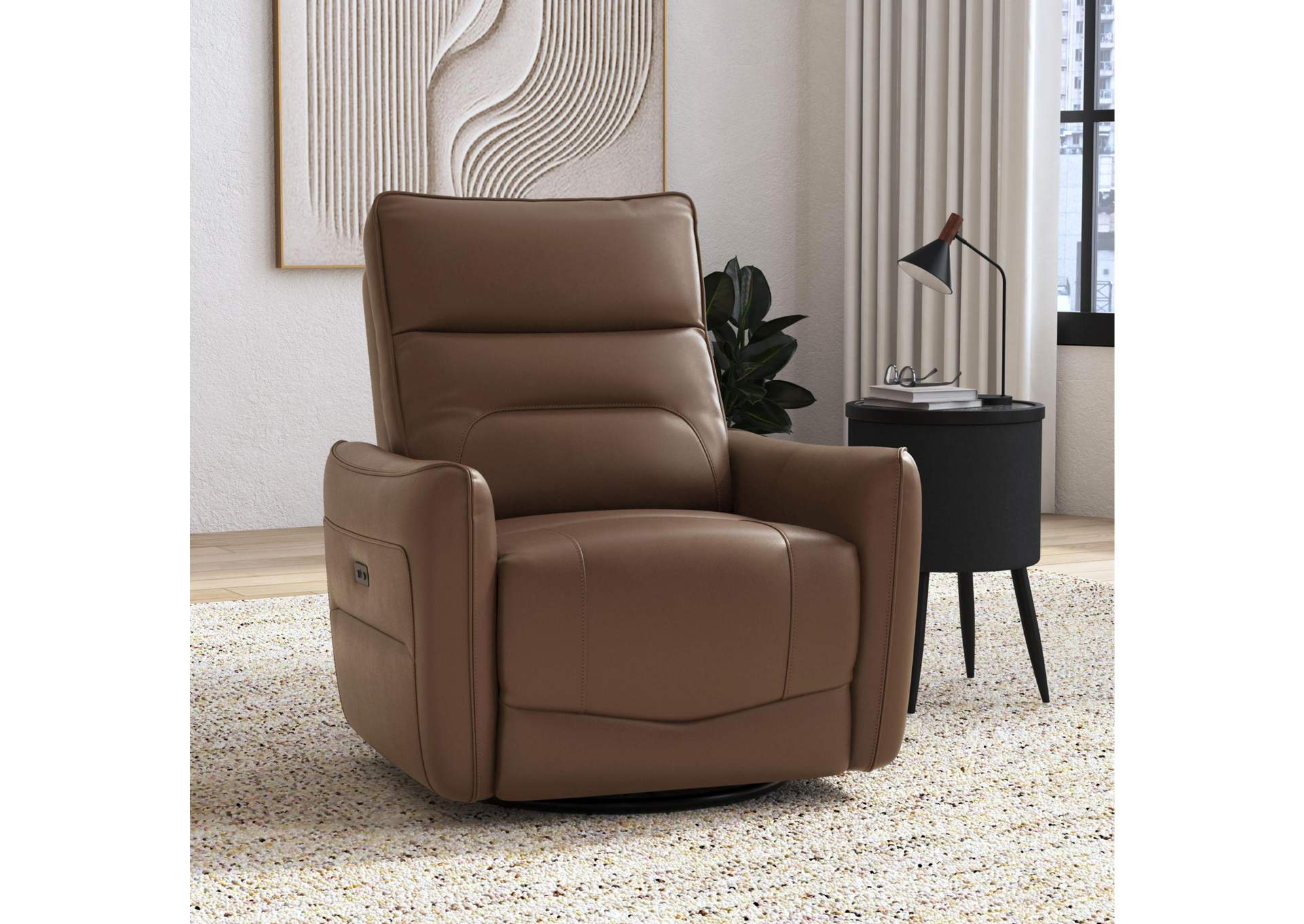 Deco P1 Recliner With Glider And Swivel In Del Mar Camel image 1