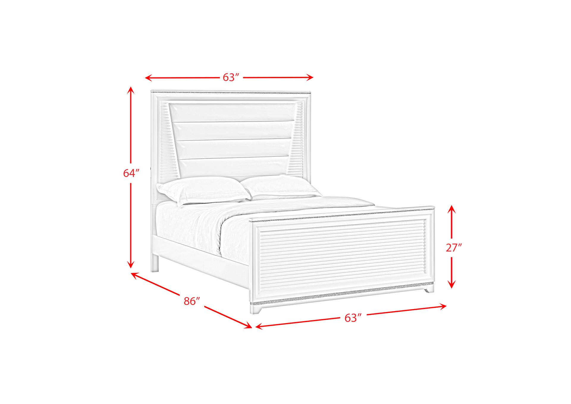 Denmark Queen Upholstered 5 Piece Bedroom Set With Lights In White image 14