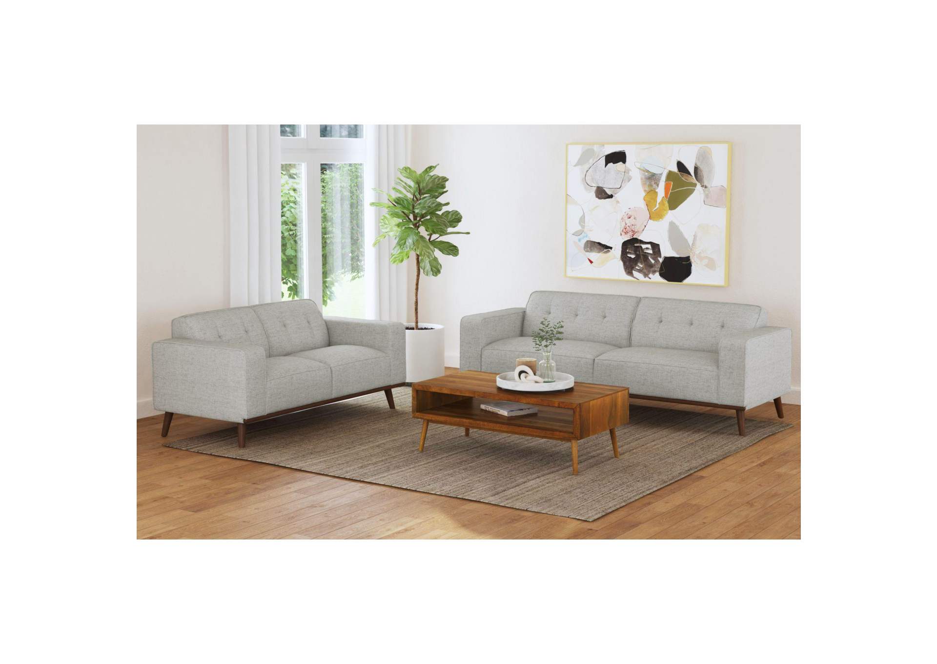 Destiny Loveseat With Wood Front In Palmer Smoke image 1