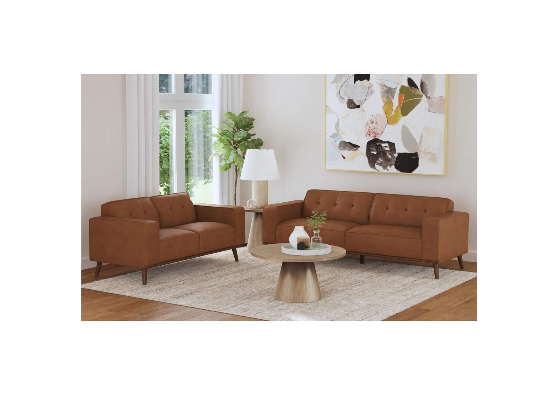 Destiny 2 Piece Living Room Set In Pebble Tan - Sofa Loveseat image 1