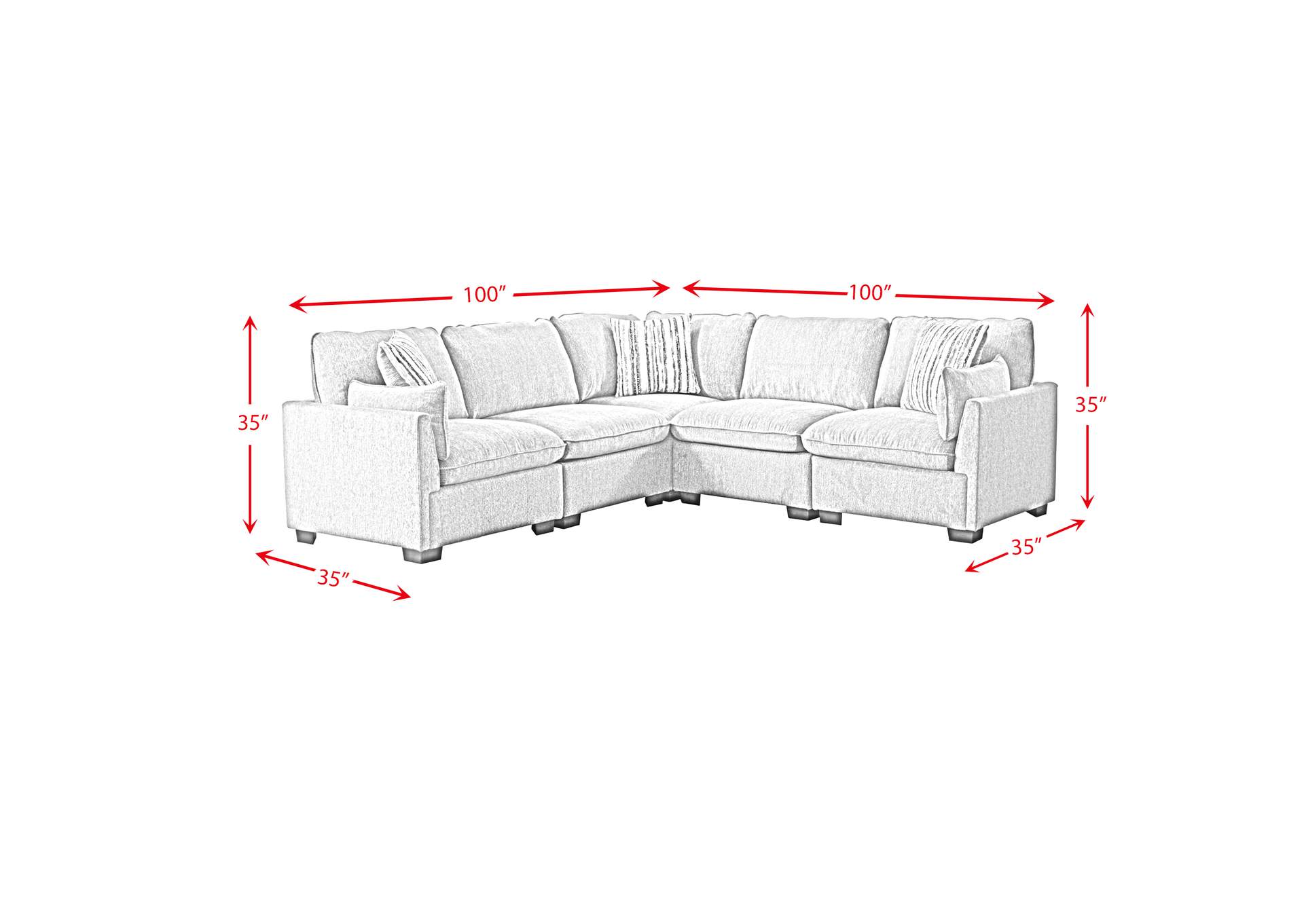 Deville Modular 6 Piece Living Room Set In Nova Grey image 9