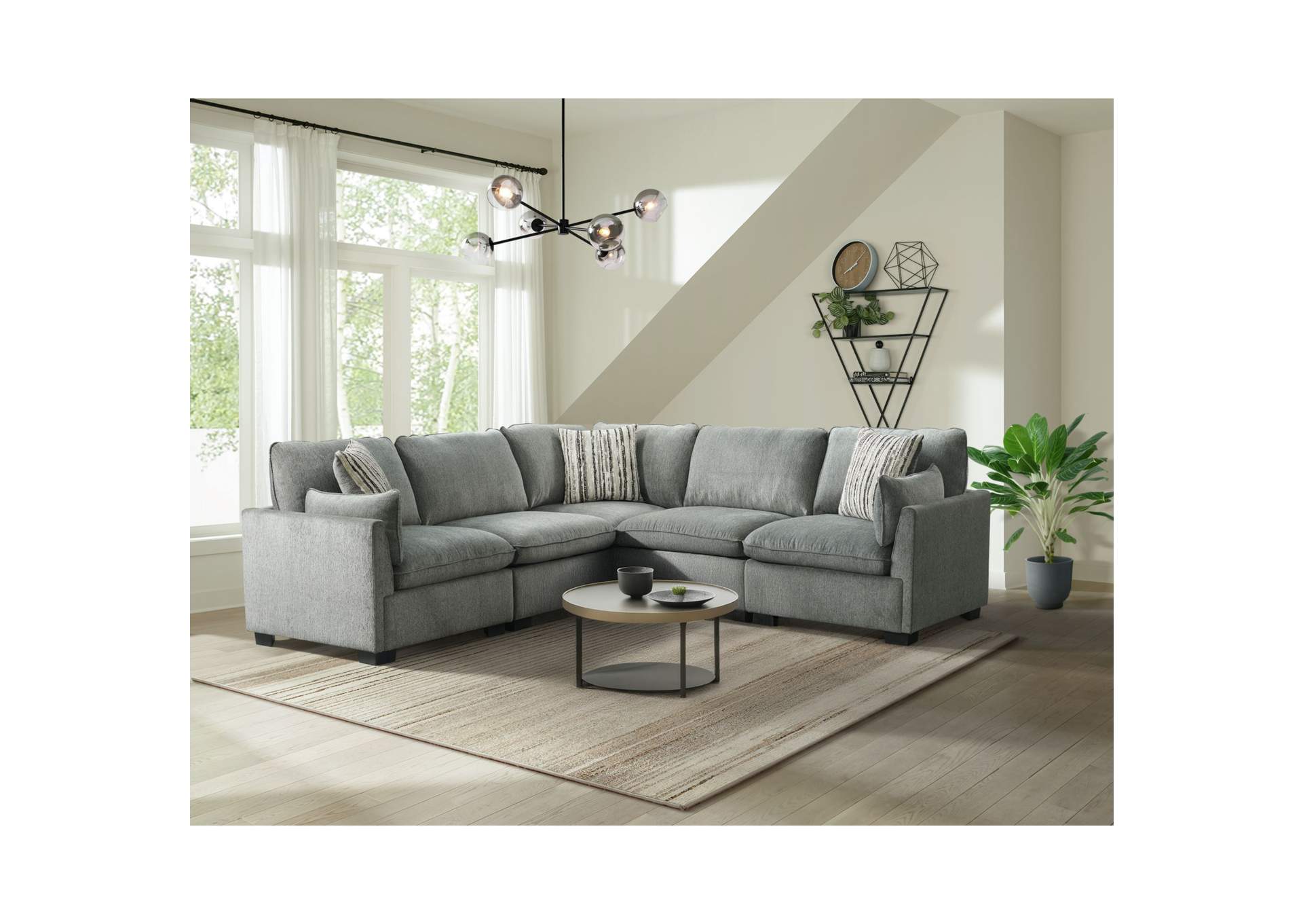 Deville Modular 5 Piece Living Room Set In Nova Grey image 1